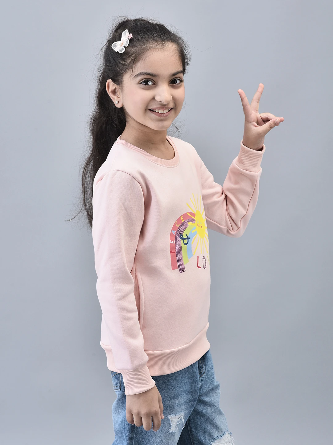 Girls Sunshine Sweatshirt Carrot Pink by Shiv Naresh