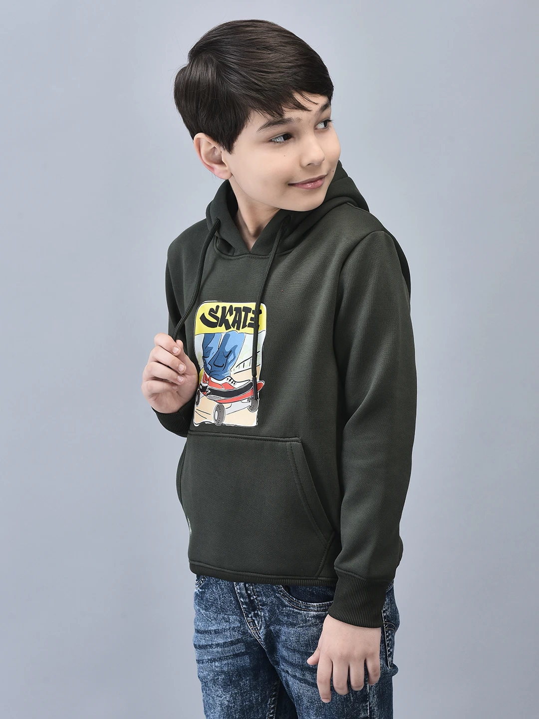 Olive Green Boy’s Hoodie for Kids by Shiv Naresh