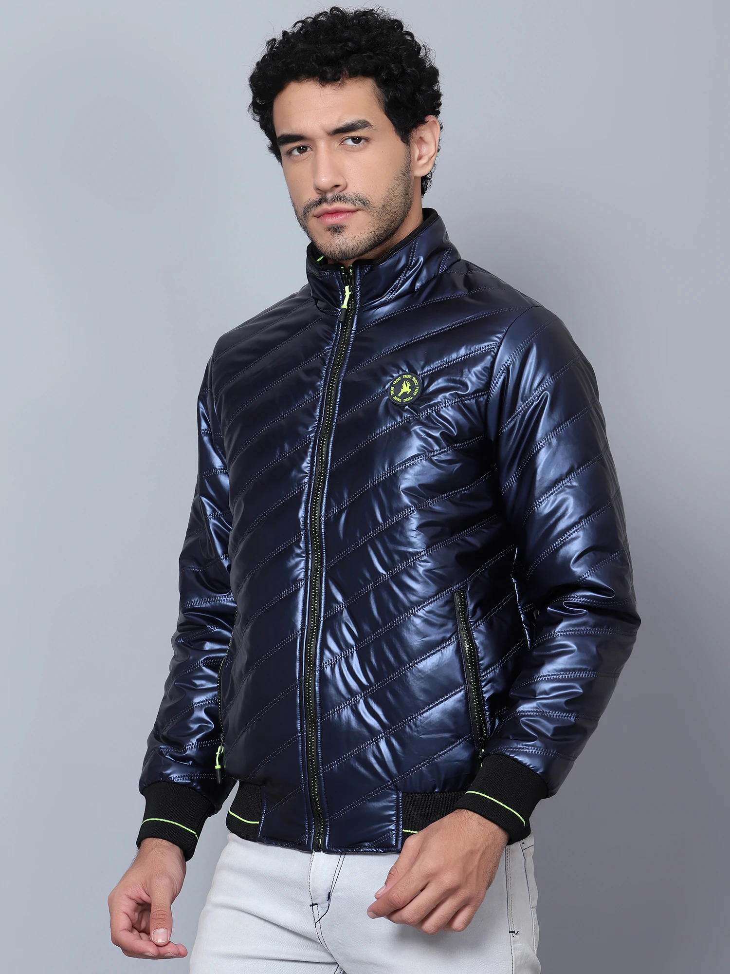 Men's Navy Blue Puffer Jacket Shiv Naresh