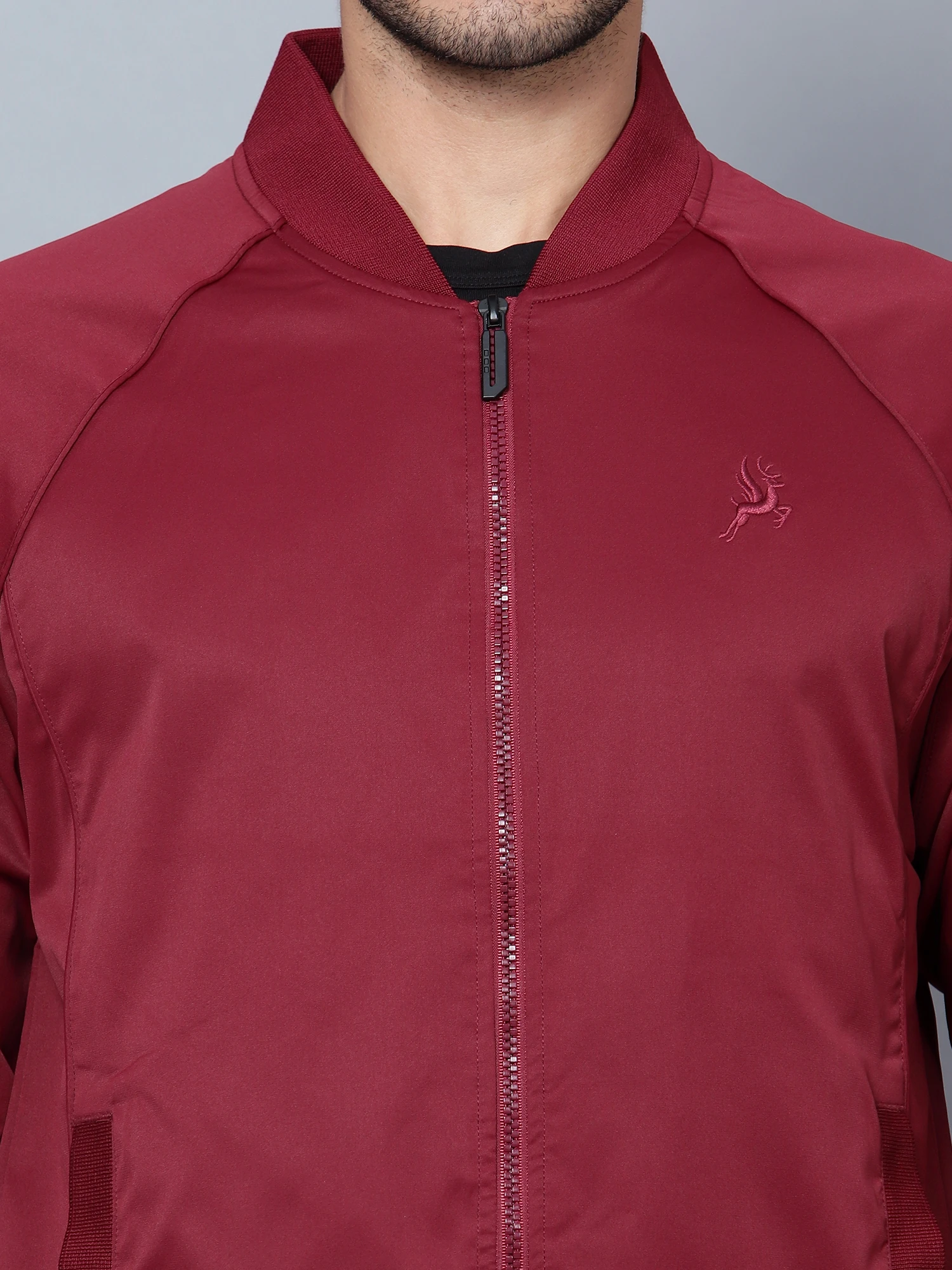 Men's Maroon Bomber Jacket Shiv Naresh