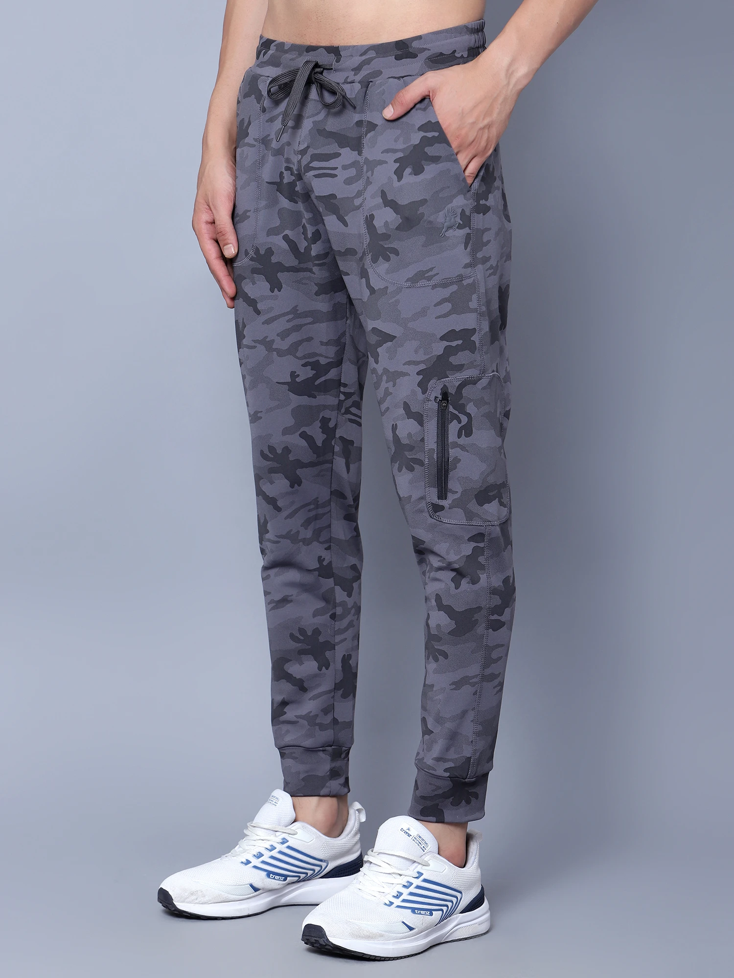 Grey camouflage joggers for men