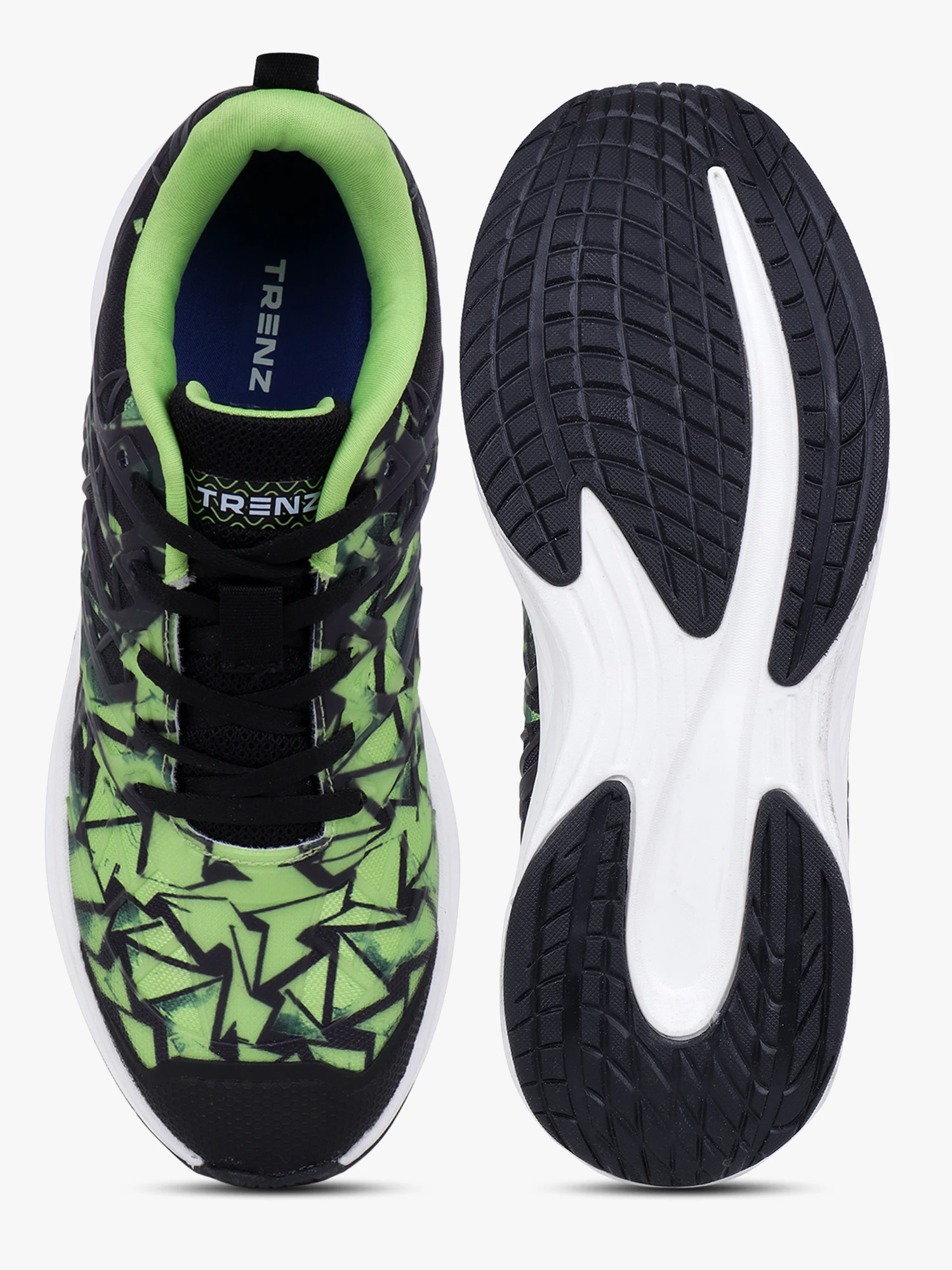 Shivnaresh Men's Neon Green Black Lace-Up Running Shoes