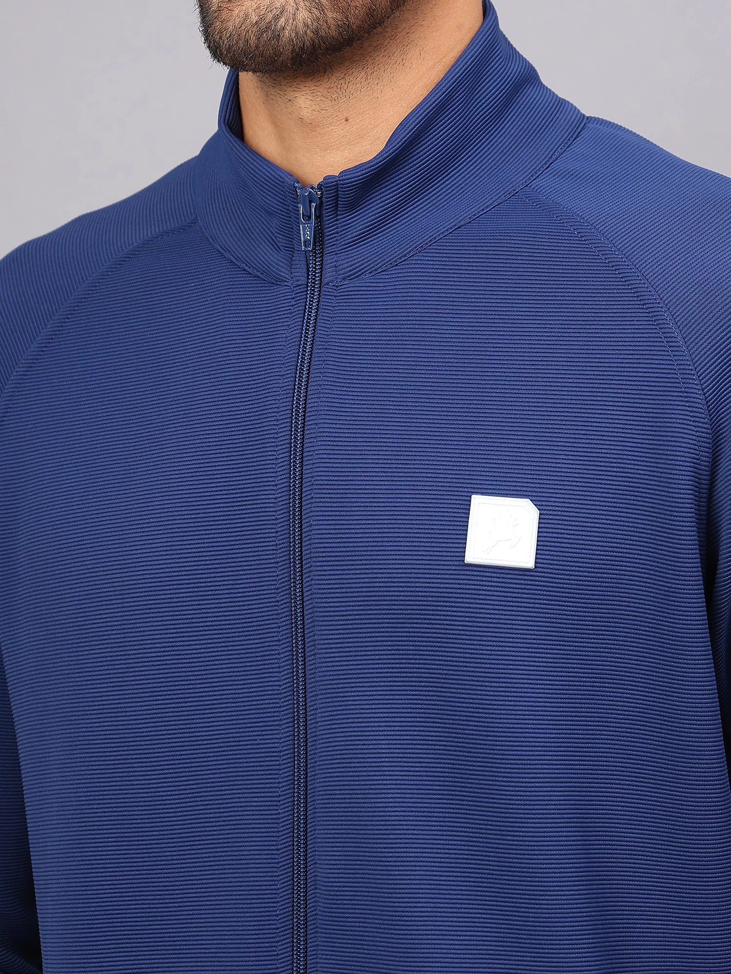 Shiv Naresh Navy Blue Ottoman Tracksuit for Men