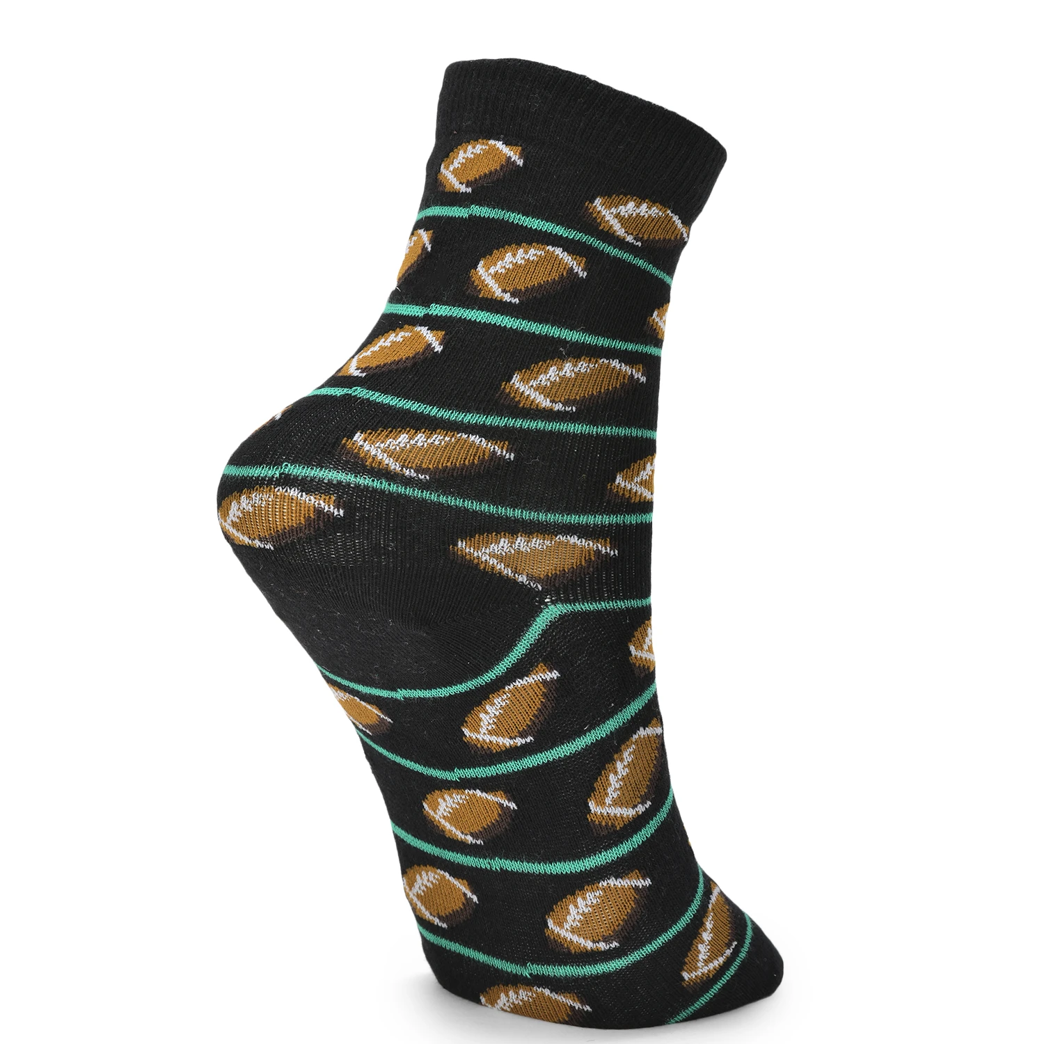Ball Patterned Boys Socks – Black, Grey & Green Set