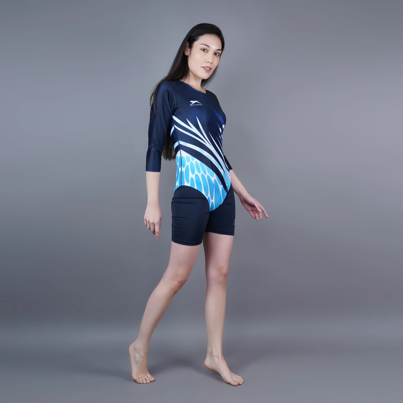 Women Pro Flex Gymnastics Set Navy Cyan White