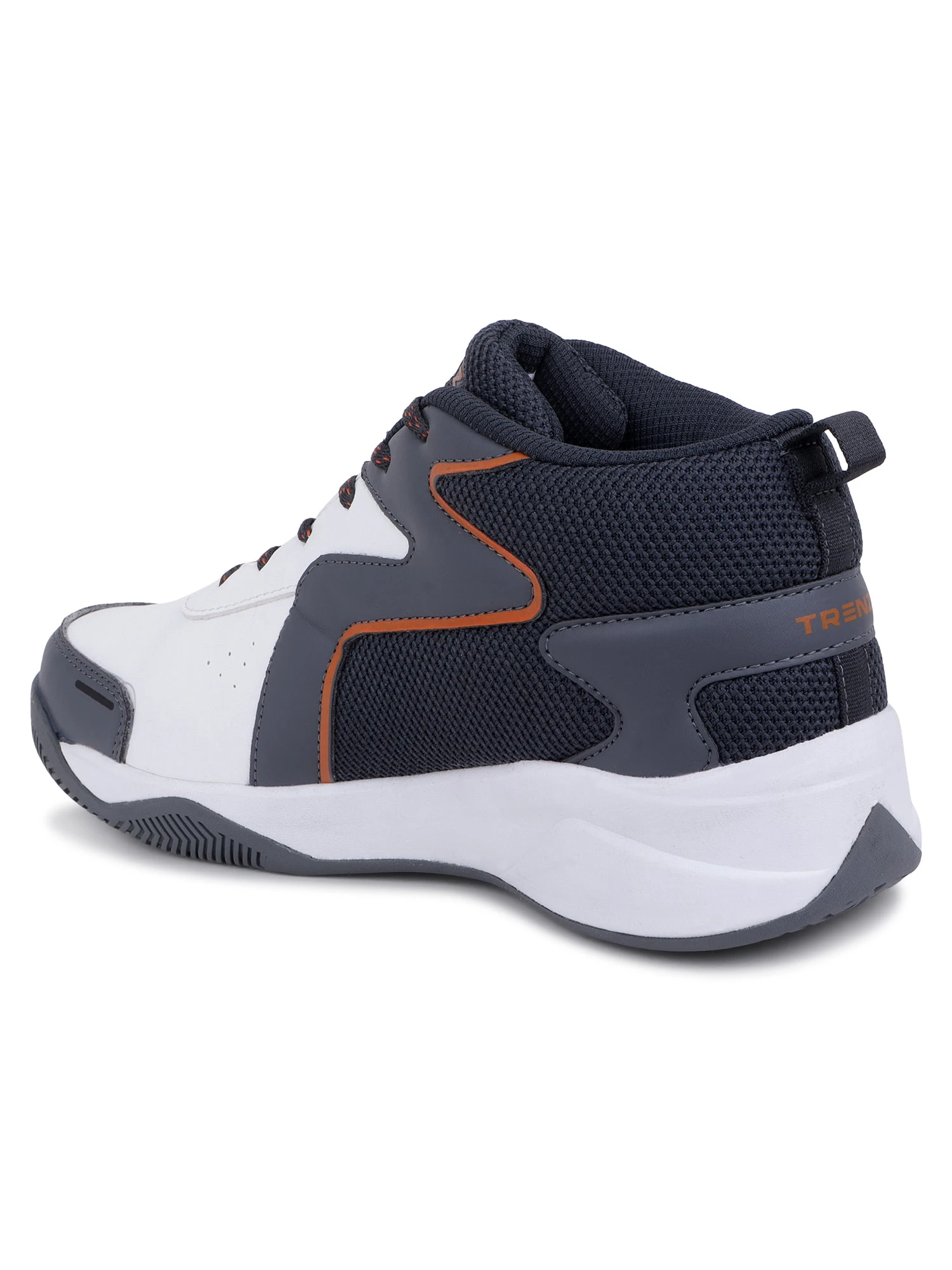 Grey and fluorescent orange basketball shoes for men
