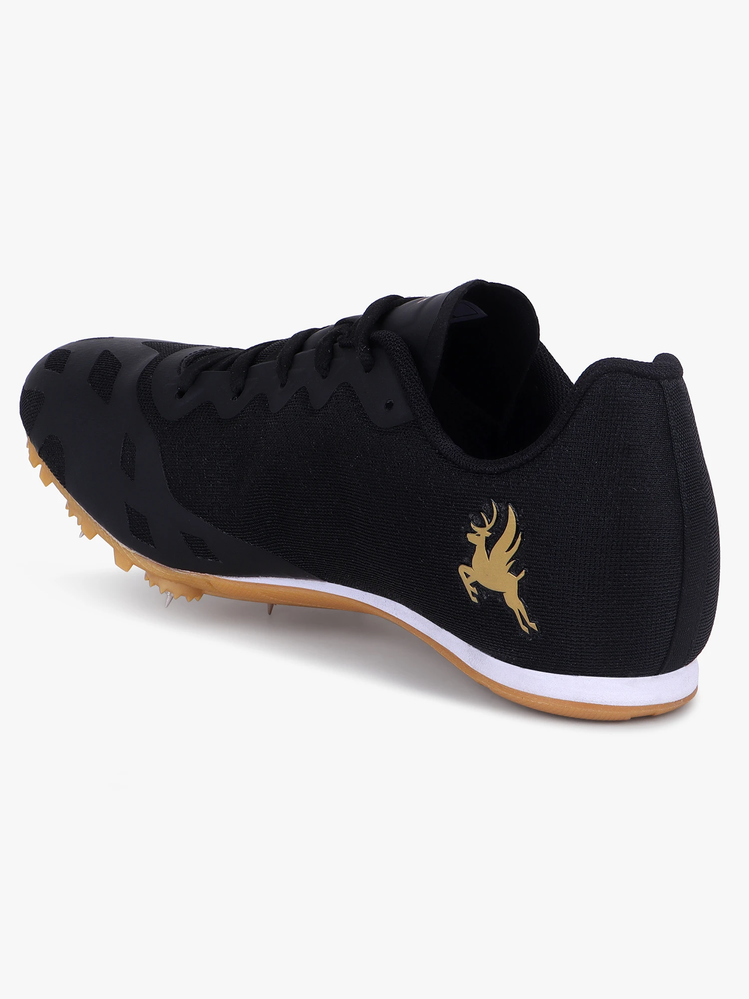 Shiv Naresh Trenz Men’s Black Golden Running Spike Shoes
