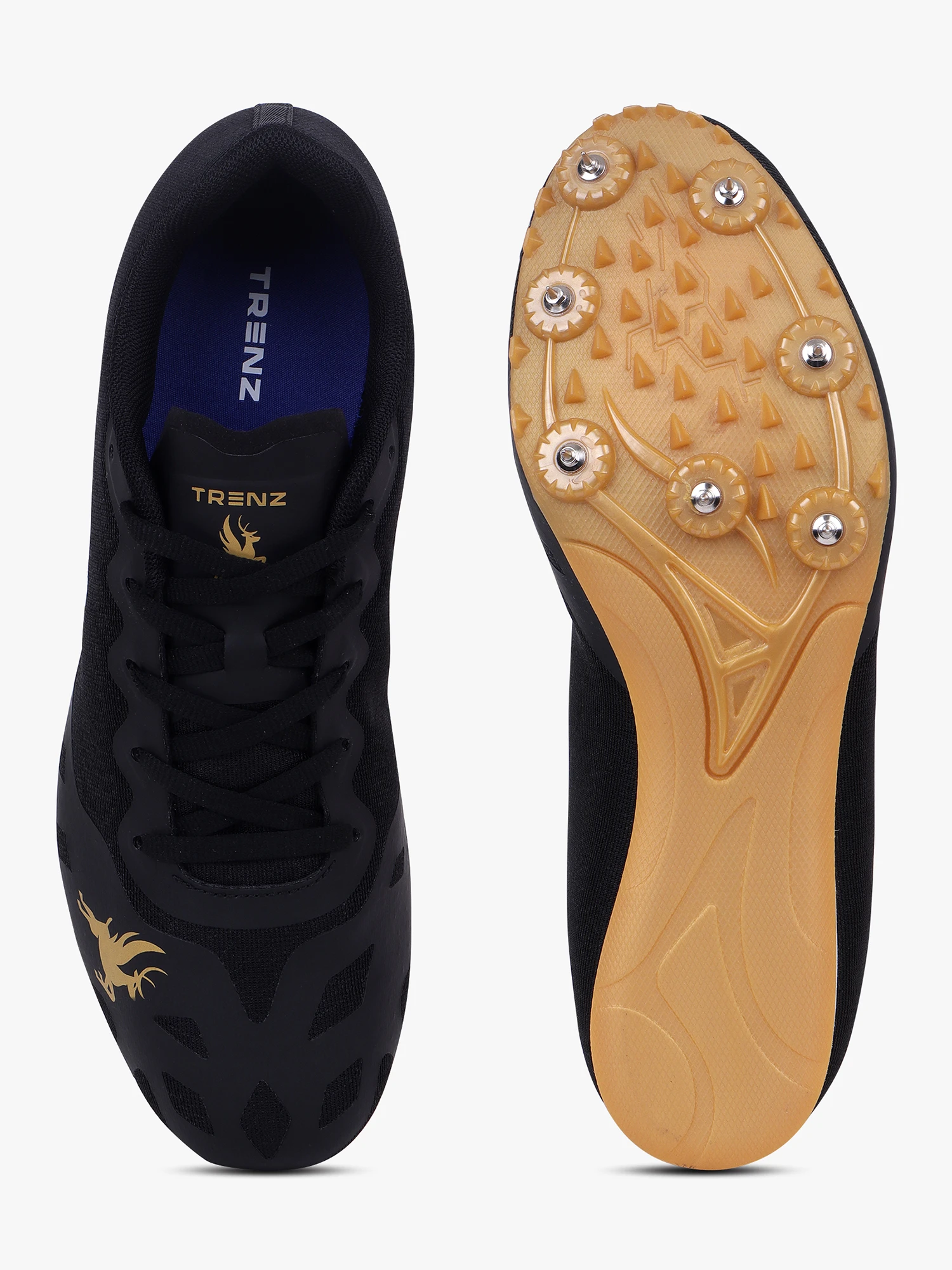 Shiv Naresh Trenz Men’s Black Golden Running Spike Shoes