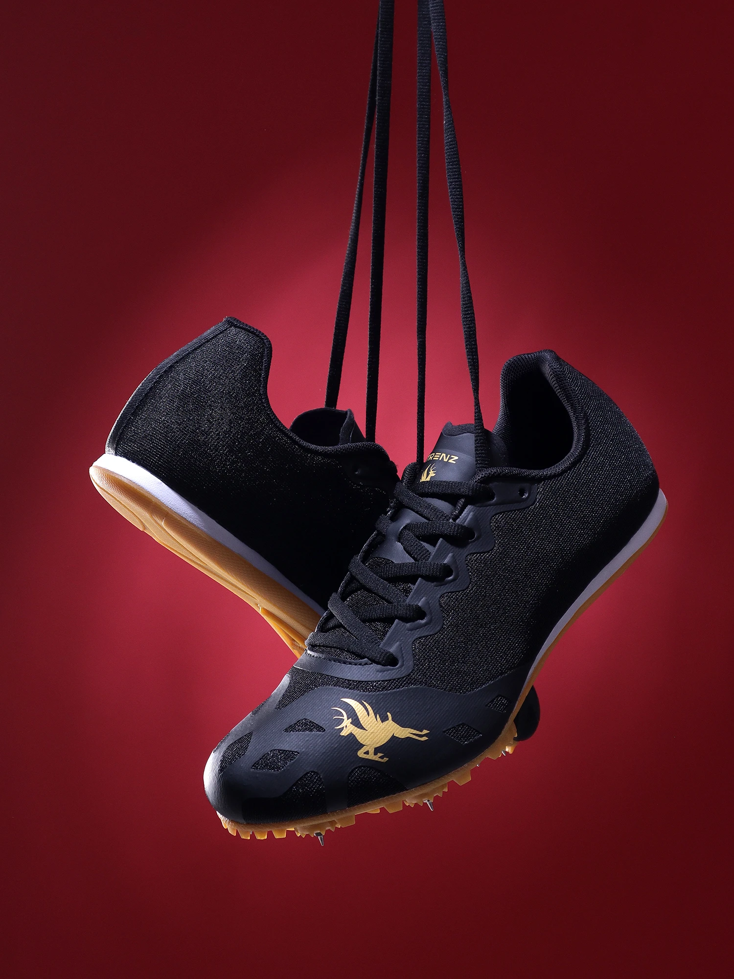 Shiv Naresh Trenz Men’s Black Golden Running Spike Shoes