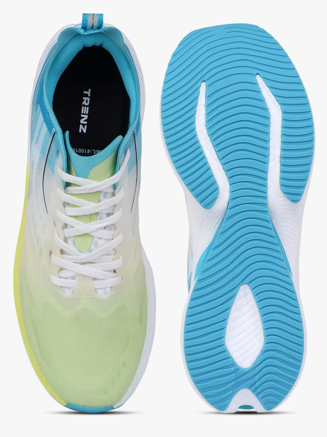 Yellow and Sky Blue Lace-Up Sports Shoes for Men