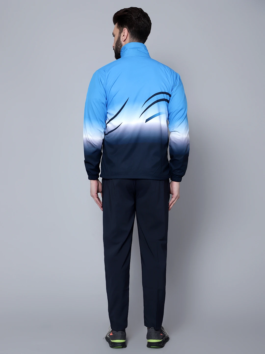 Shiv Naresh Navy Blue & Cyan Sublimated Fit Brust Tracksuit