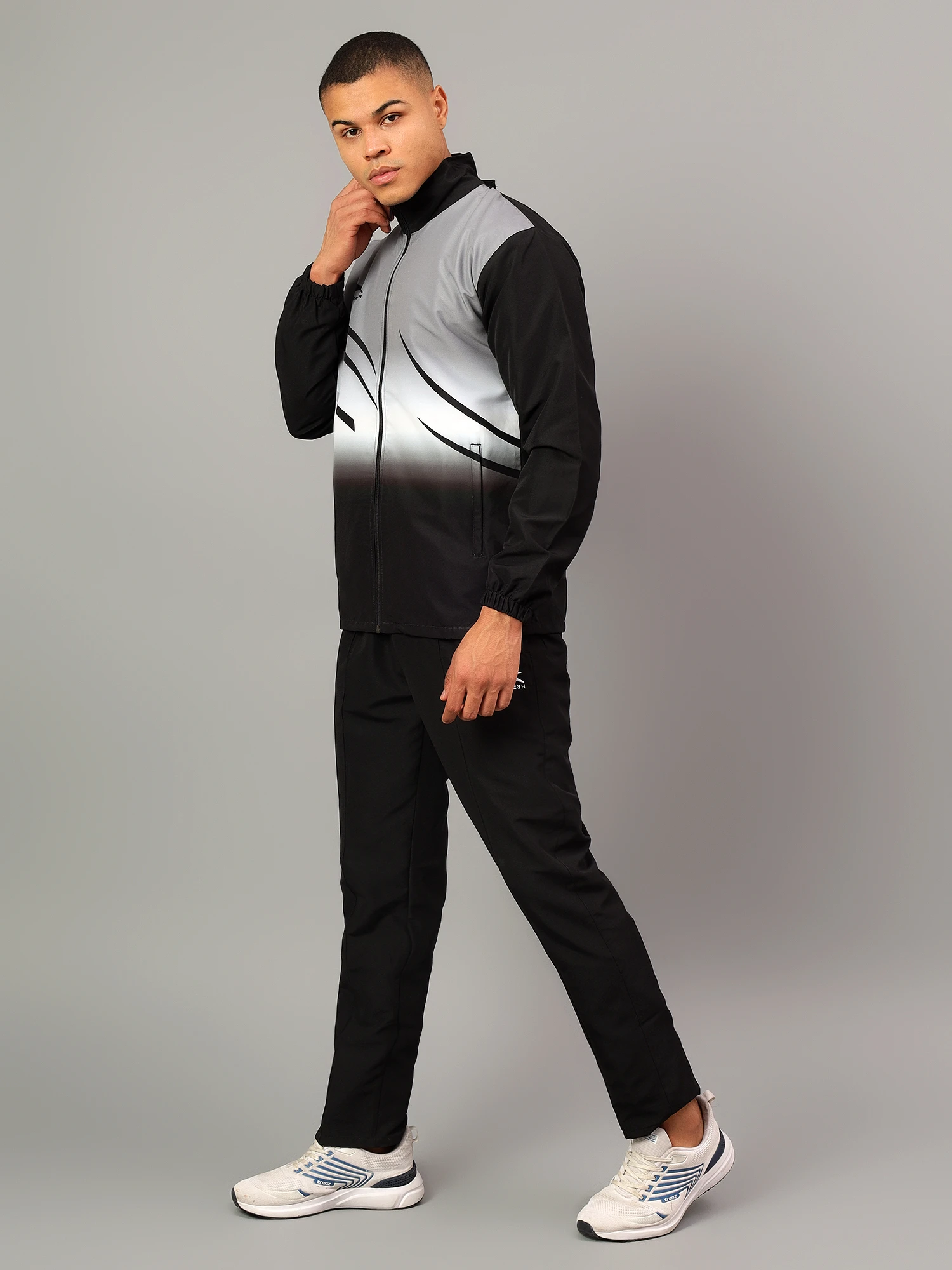 Shiv Naresh Black & Dark Grey Sublimated Fit Brust Tracksuit