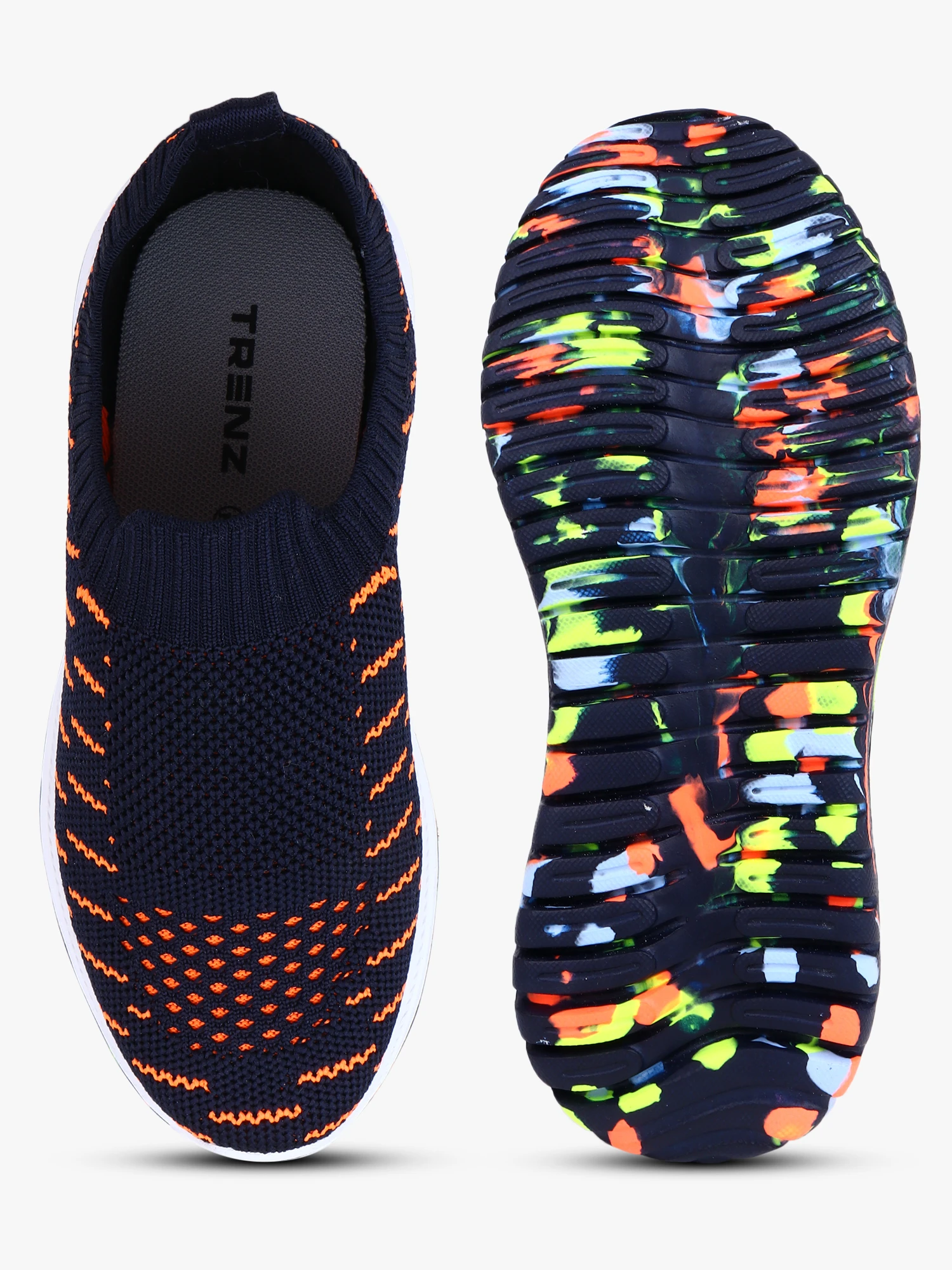 Kids Navy Blue Orange slip-on shoes Boys & Girls by Shiv Naresh