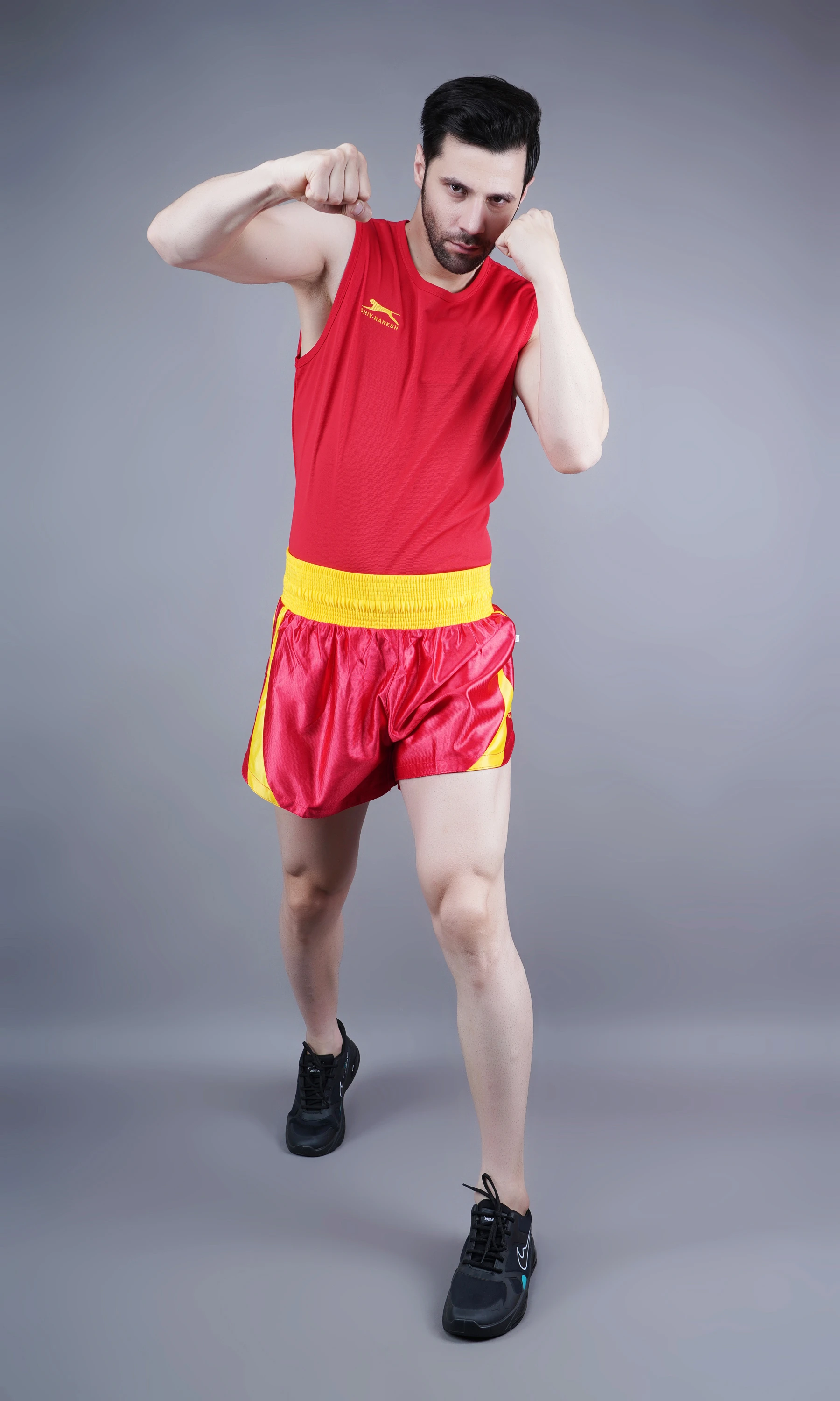Unisex red Wushu kit by Shiv Naresh