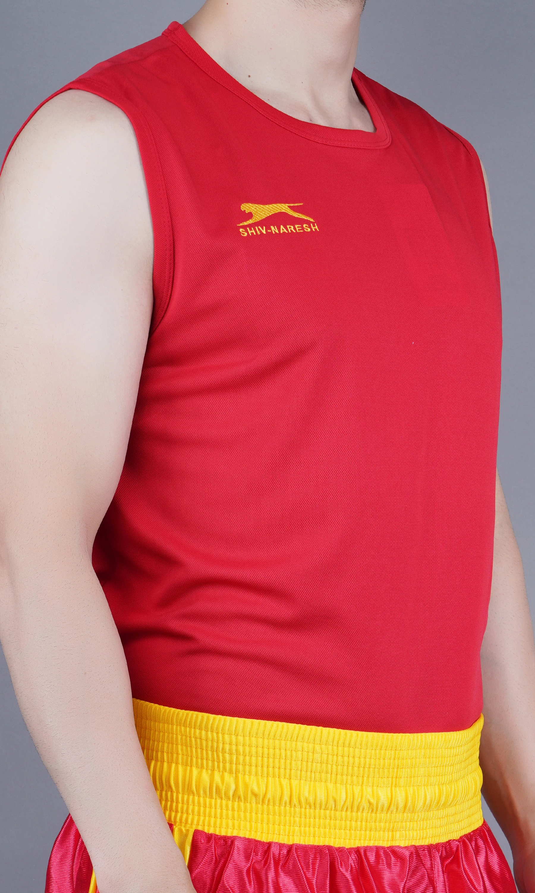 Unisex red Wushu kit by Shiv Naresh