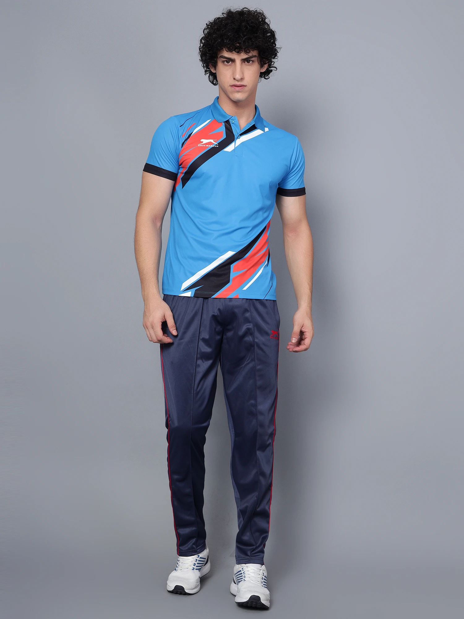 Navy Blue Red Smart Track Pant for men Shiv Naresh