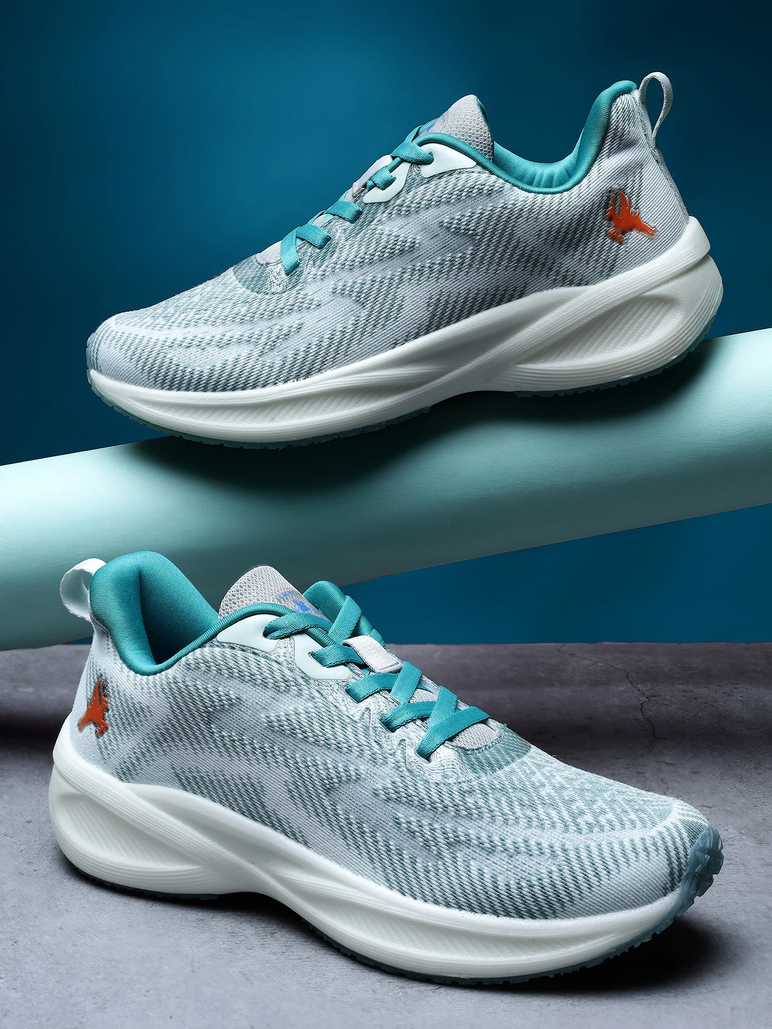 Trenz Men's White Teal Blue Running Sport's Shoes
