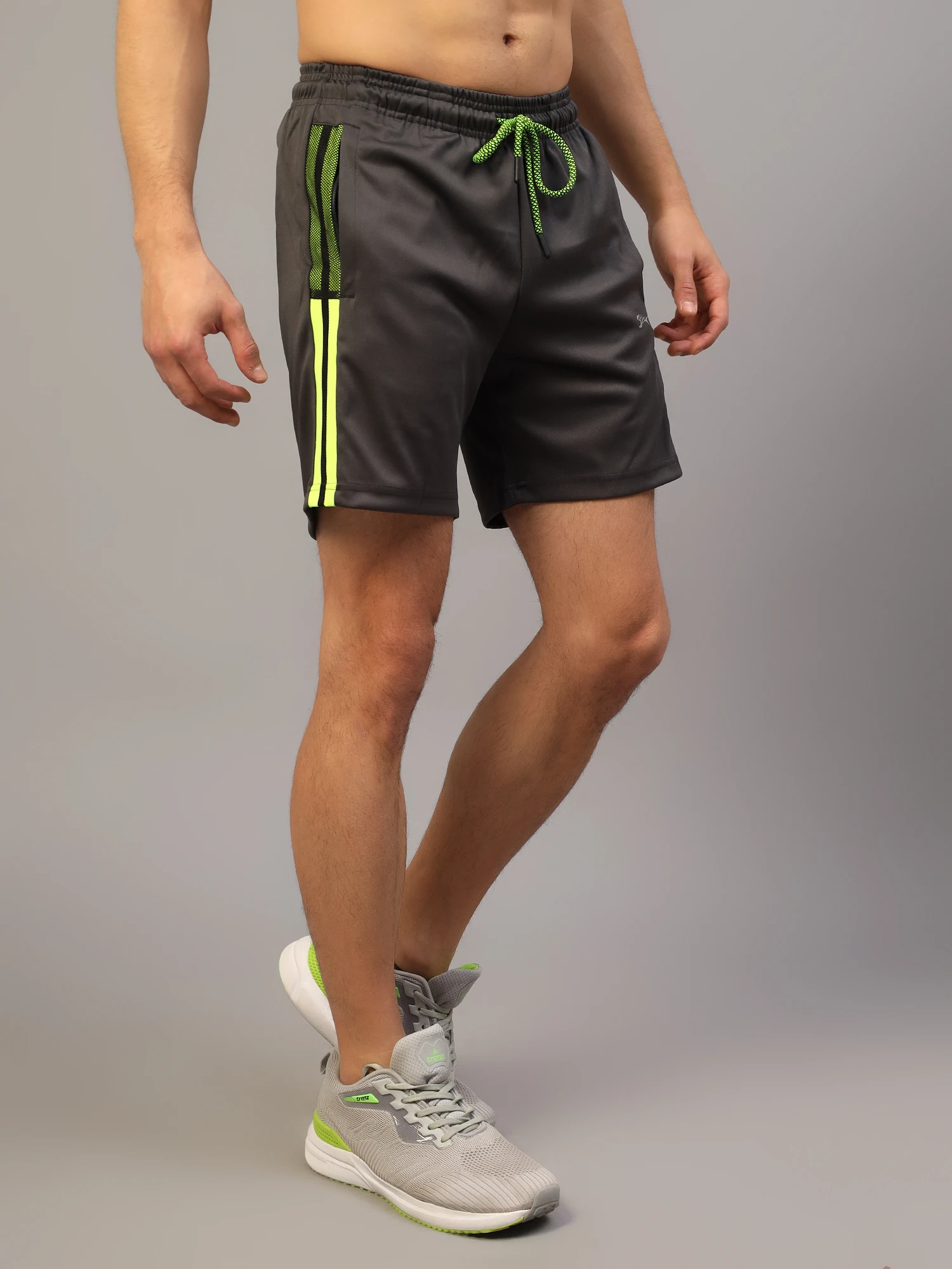 Grey Sports Shorts for Men by Shiv Naresh
