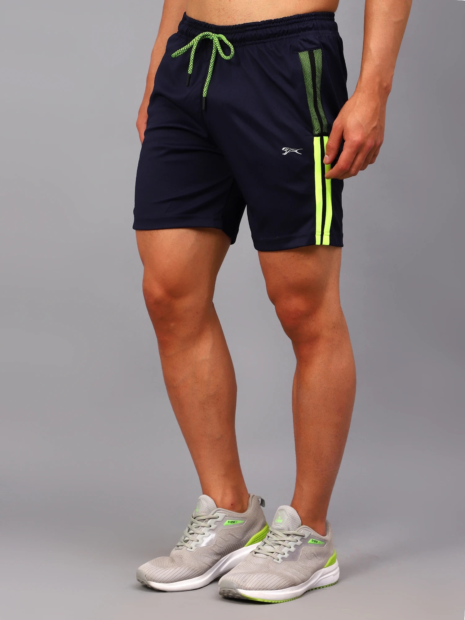 Navy Blue Sports Shorts for Men by Shiv Naresh