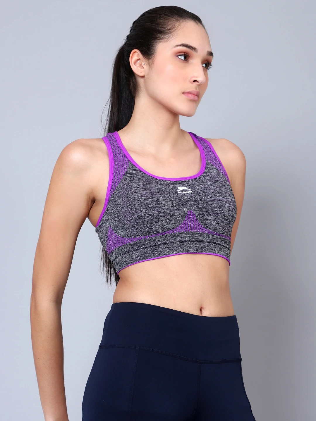 Purple high impact gym sports bra for women