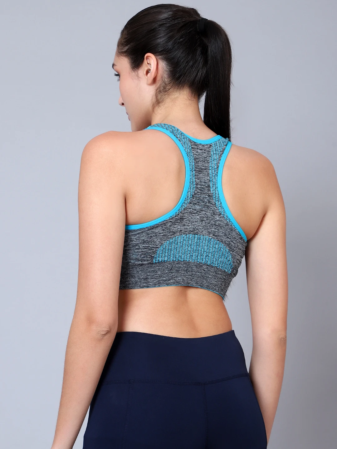Cyan Blue high impact gym sports bra for women