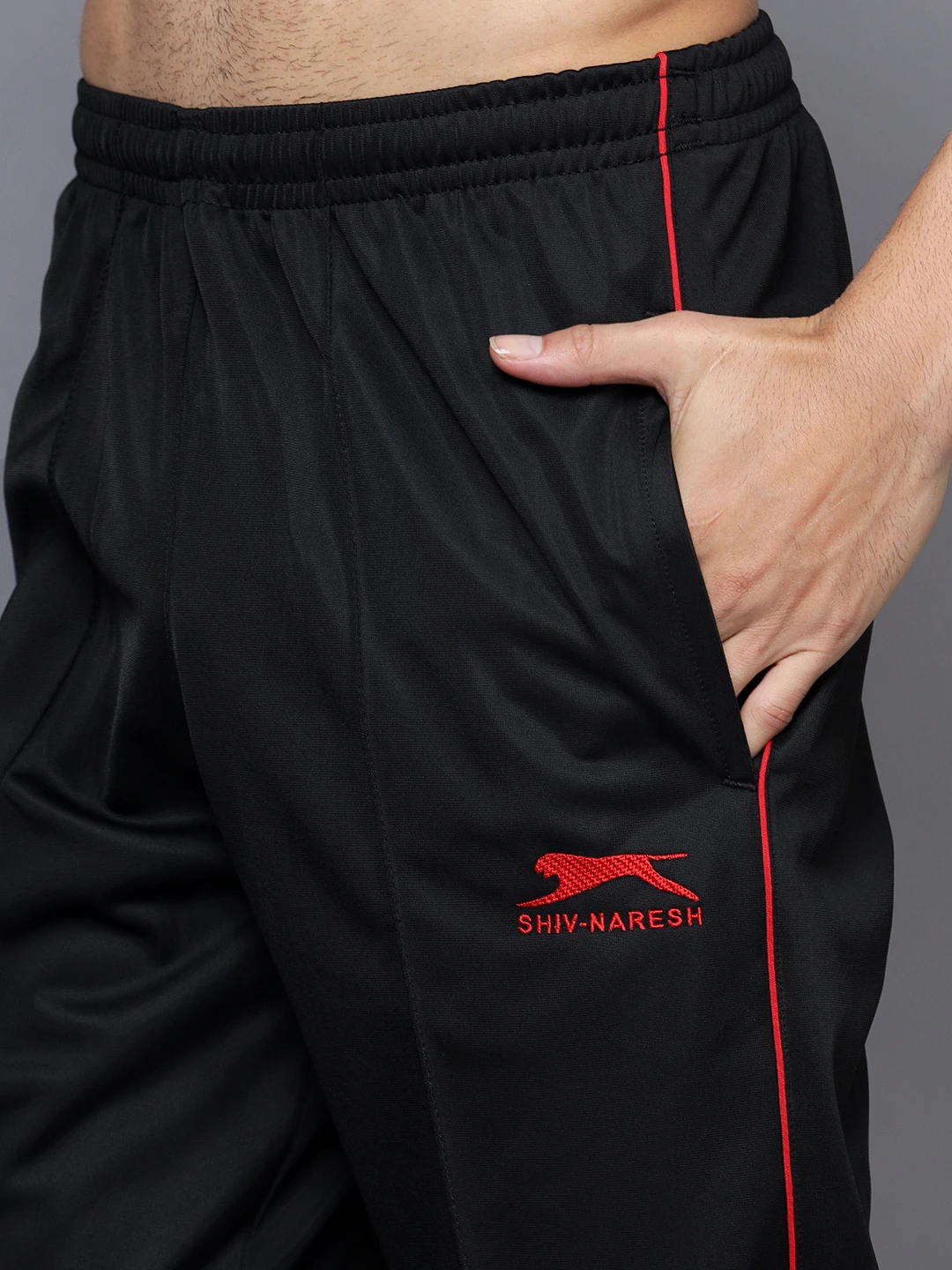 Black Red Smart Track Pant for men Shiv Naresh