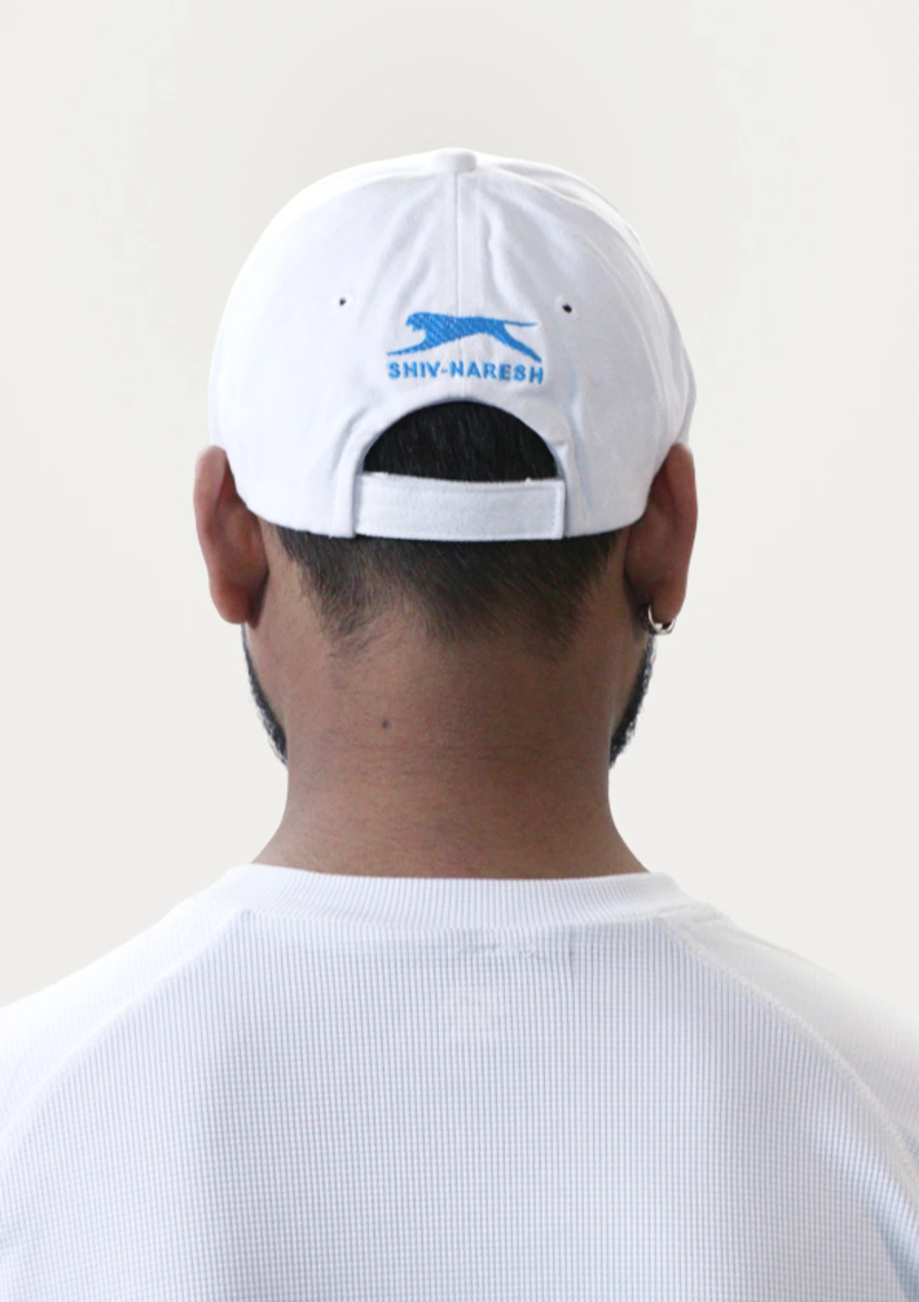White & Cyan Blue Cricket Sports Cap for Men