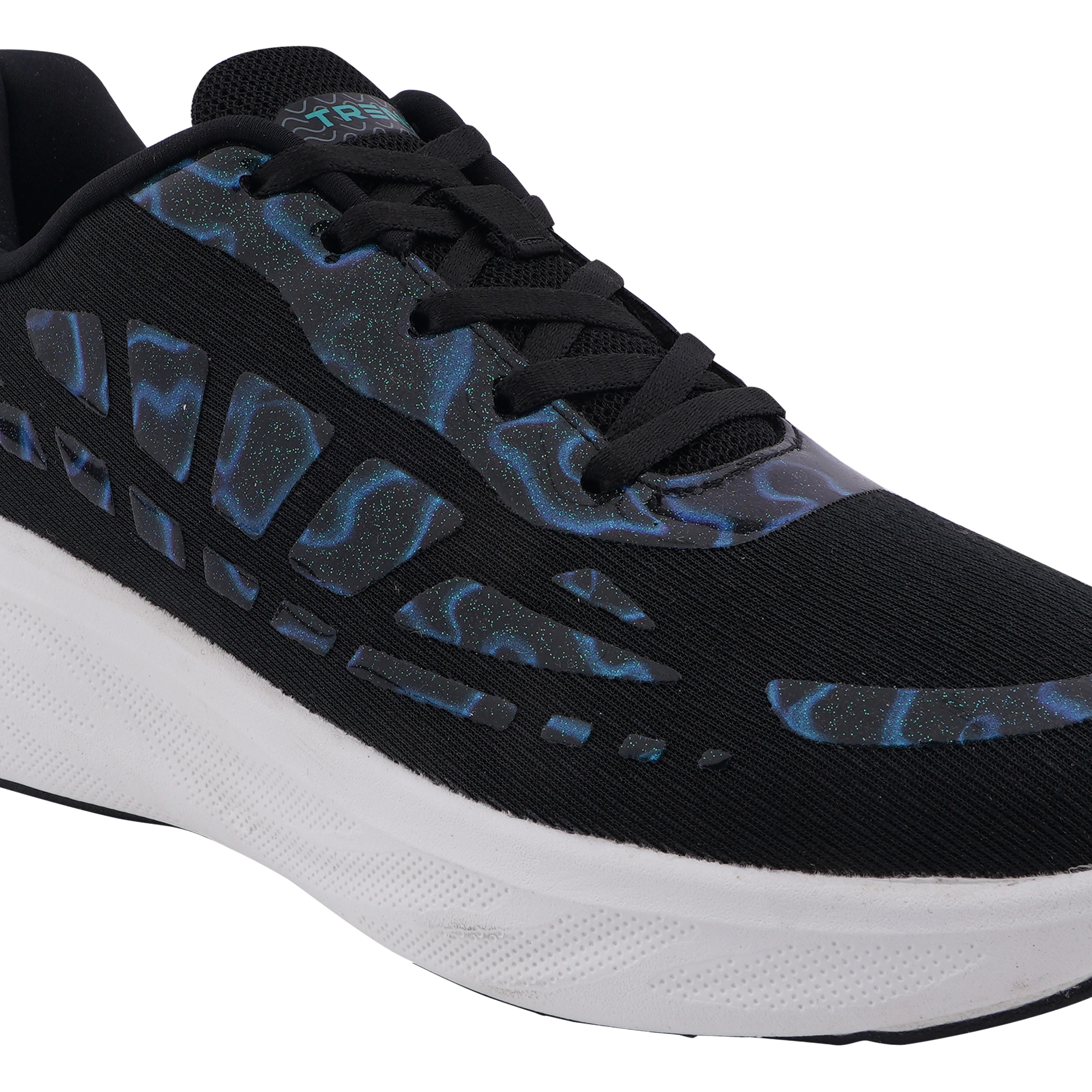 Men's Black Blue Lace-Up Sports Shoes