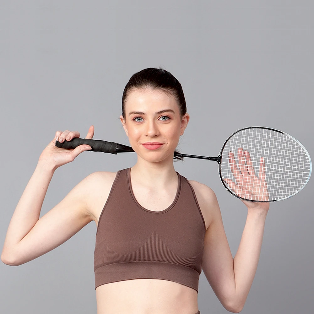 Brown high impact seamless gym sports bra for women
