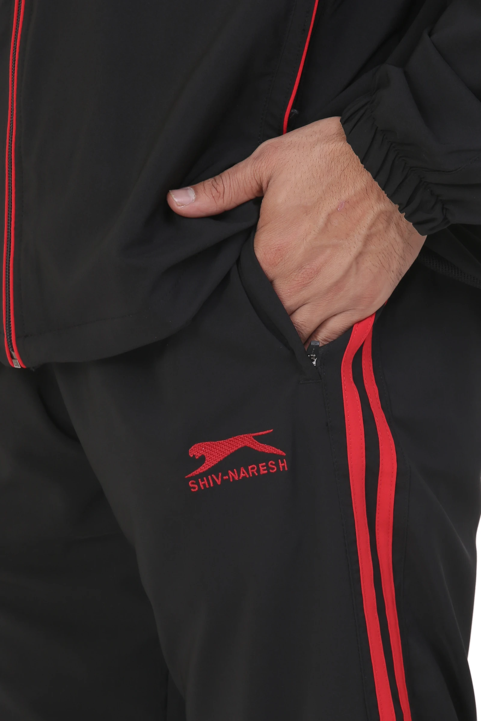 Men's active black & red track suit
