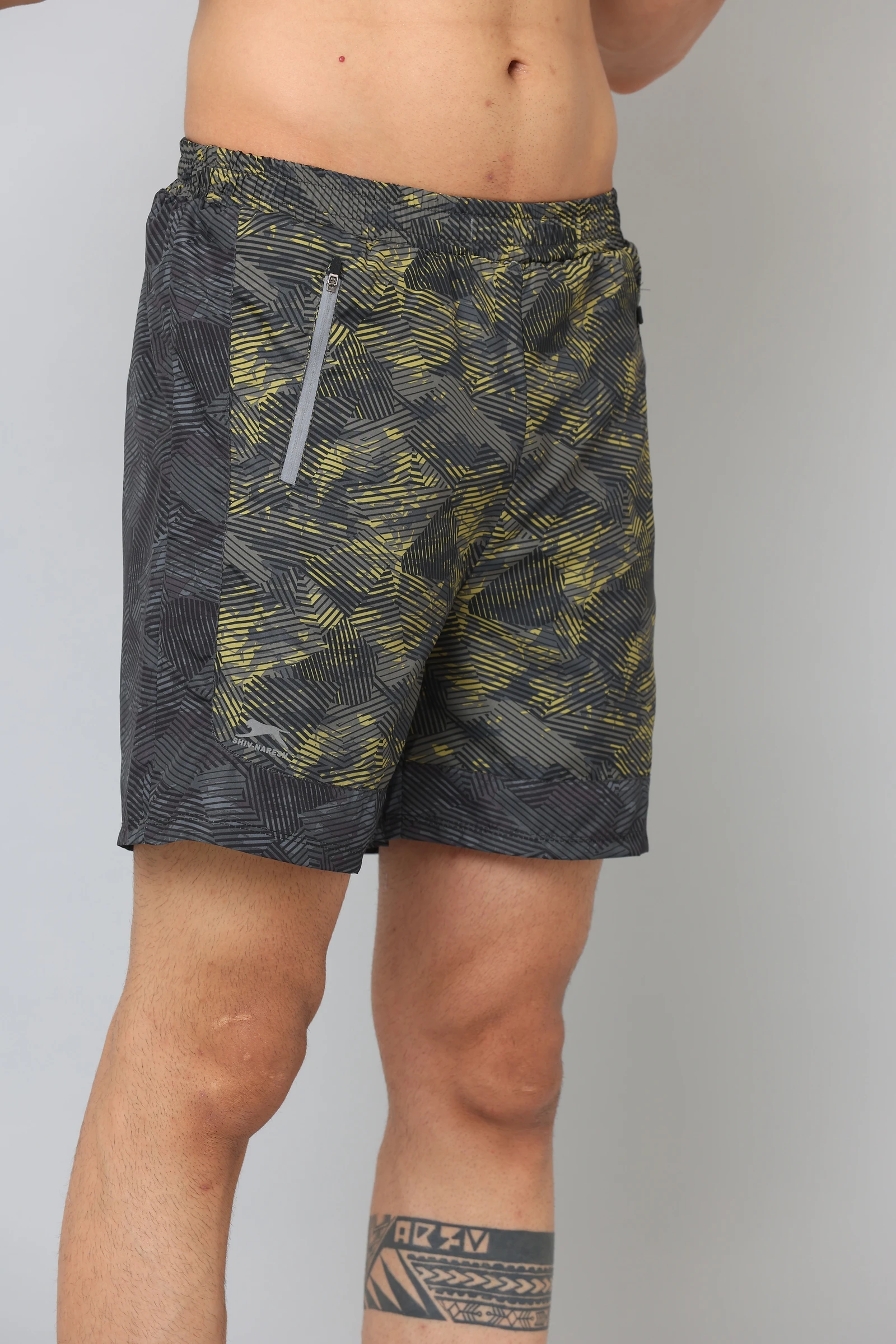Shiv Naresh Black Yellow Venture Shorts for men