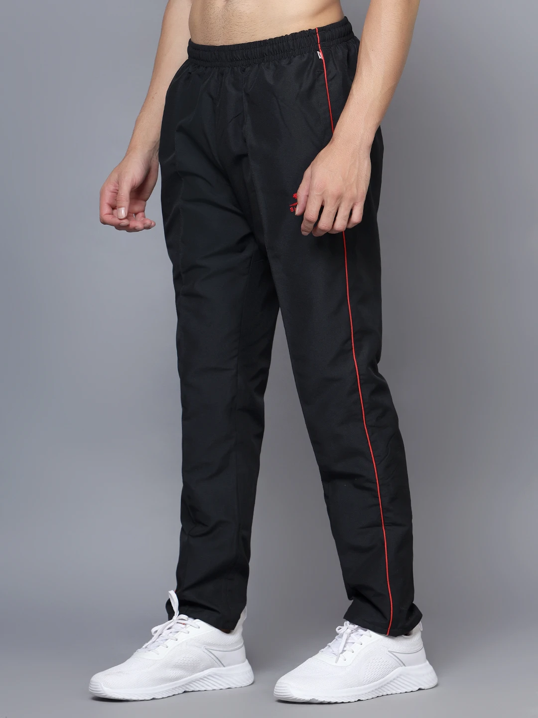 Men's Black & Red Smart Track Pants by Shiv Naresh
