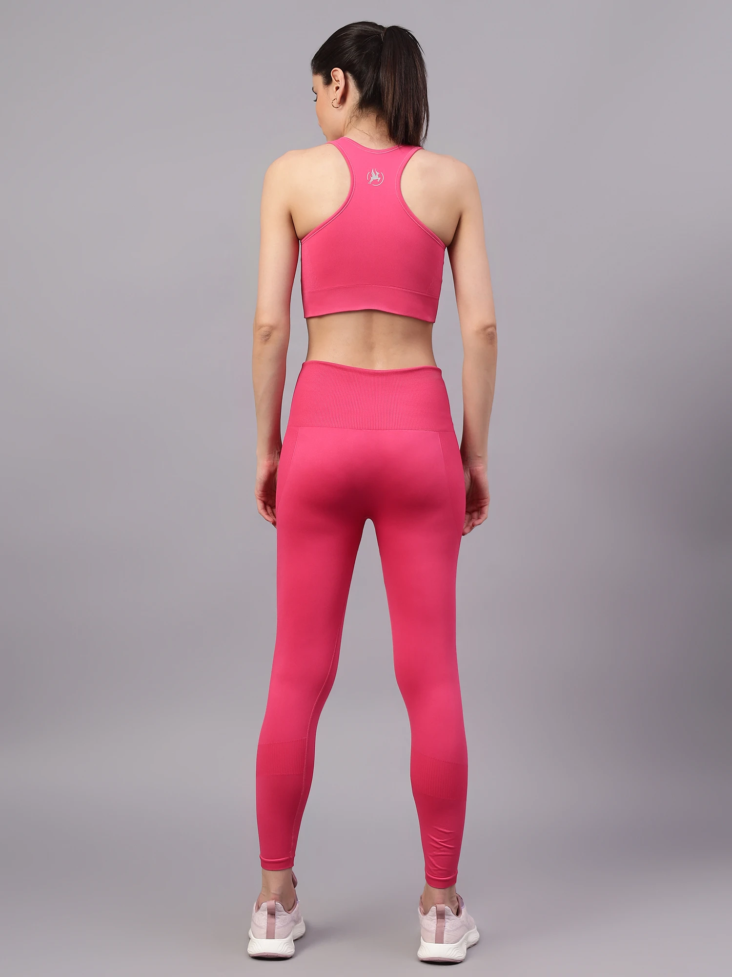 Co-ord Women’s Seamless Gym Workout Set Fuchsia pink