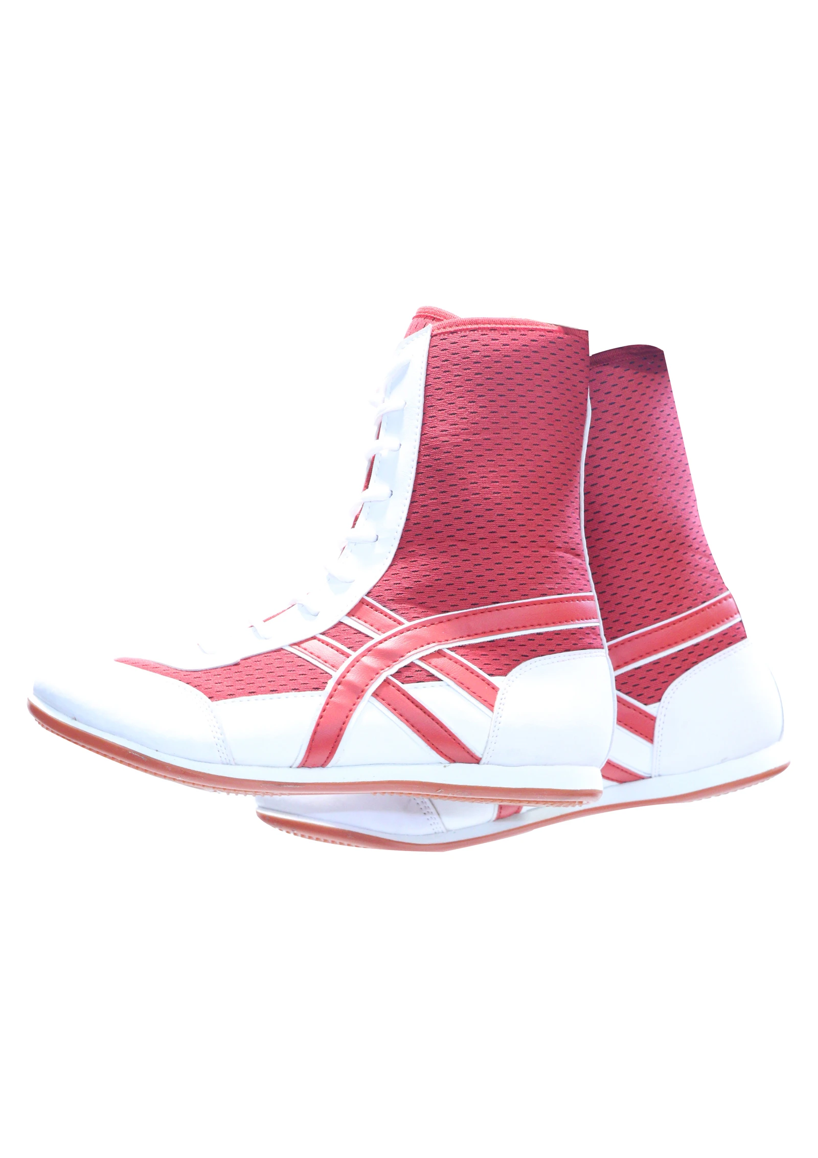 Red and white boxing shoes for men