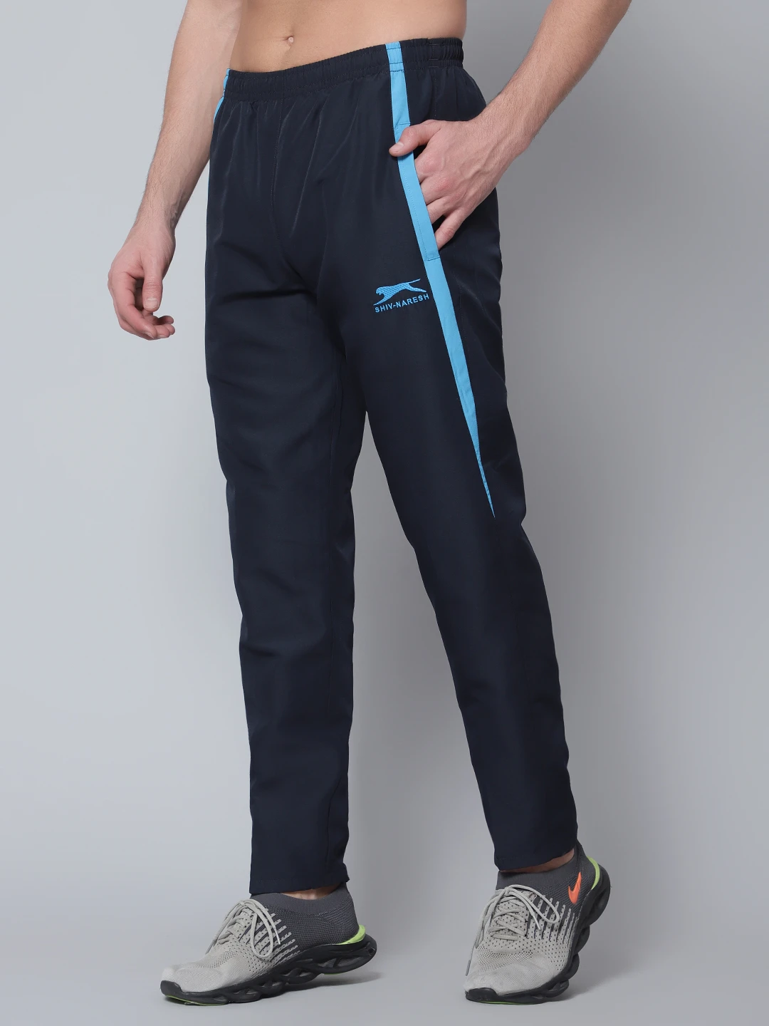 Shiv Naresh Men's Navy Blue/Cyan Active Trackpant