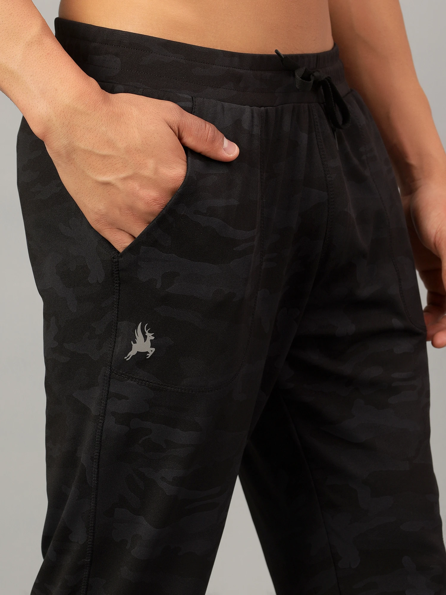 Black camouflage joggers for men
