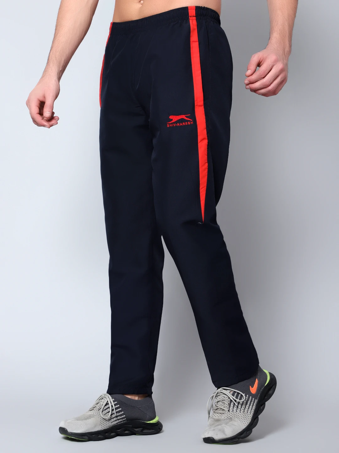 Navy Blue Red Active Trackpant for Men Shiv Naresh