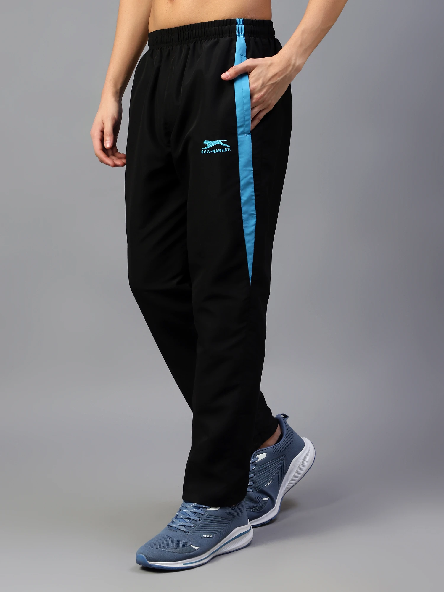 Black Cyan Active Trackpant for Men Shiv Naresh