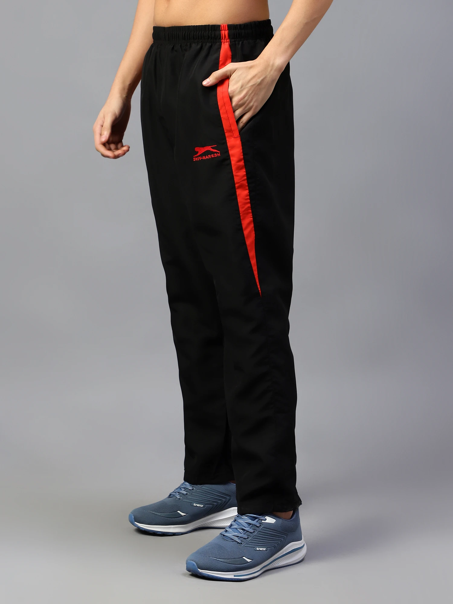 Black Red Active Trackpant for Men Shiv Naresh