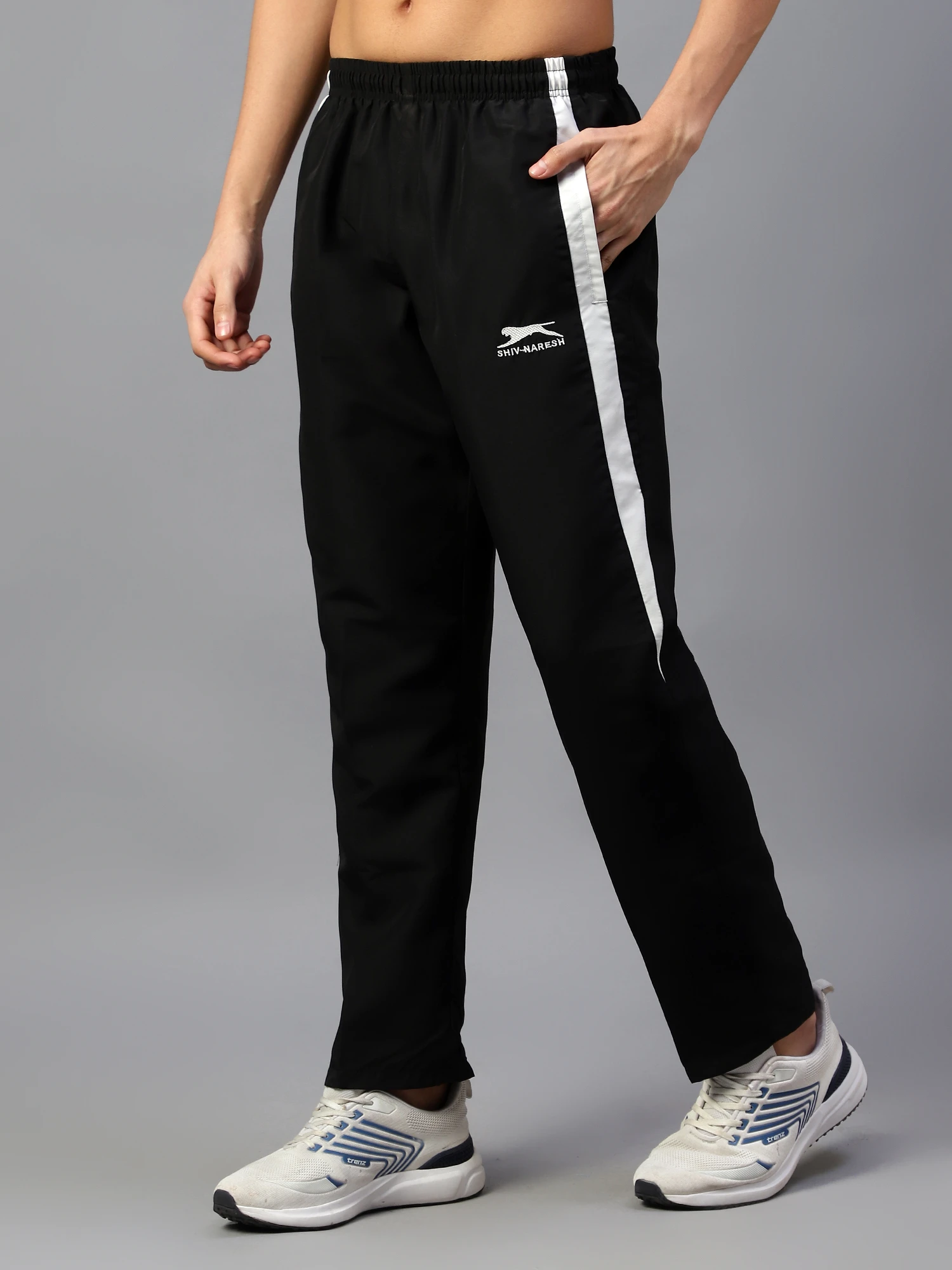 Black White Active Trackpant for Men Shiv Naresh