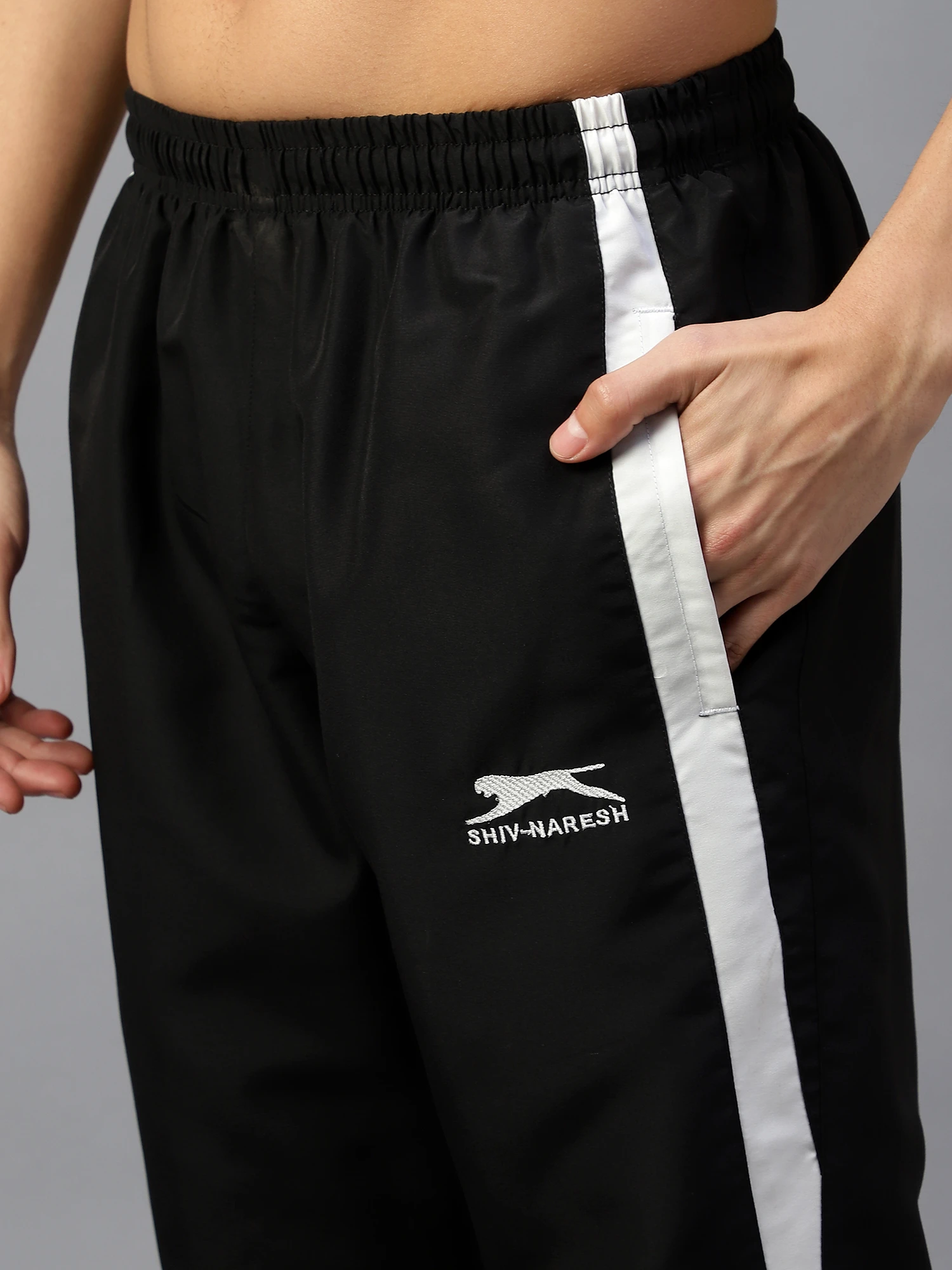 Black White Active Trackpant for Men Shiv Naresh