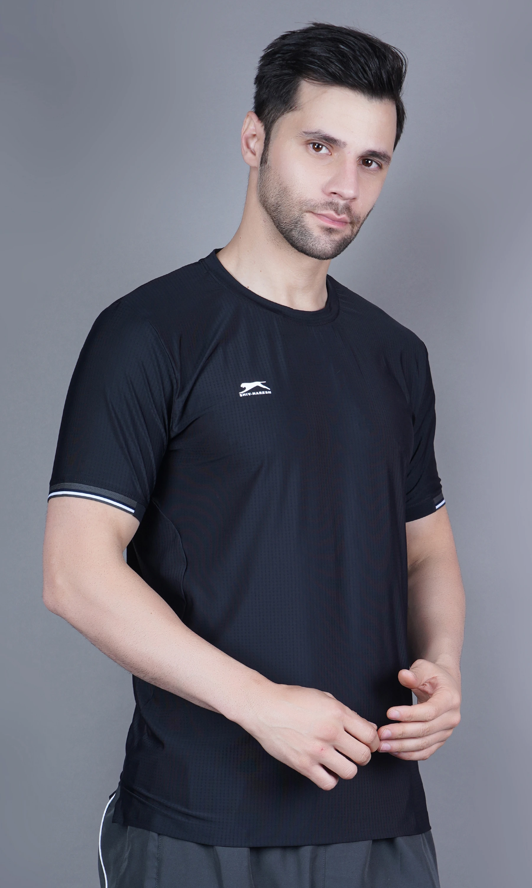 Round Neck T-Shirt Black by Shiv Naresh