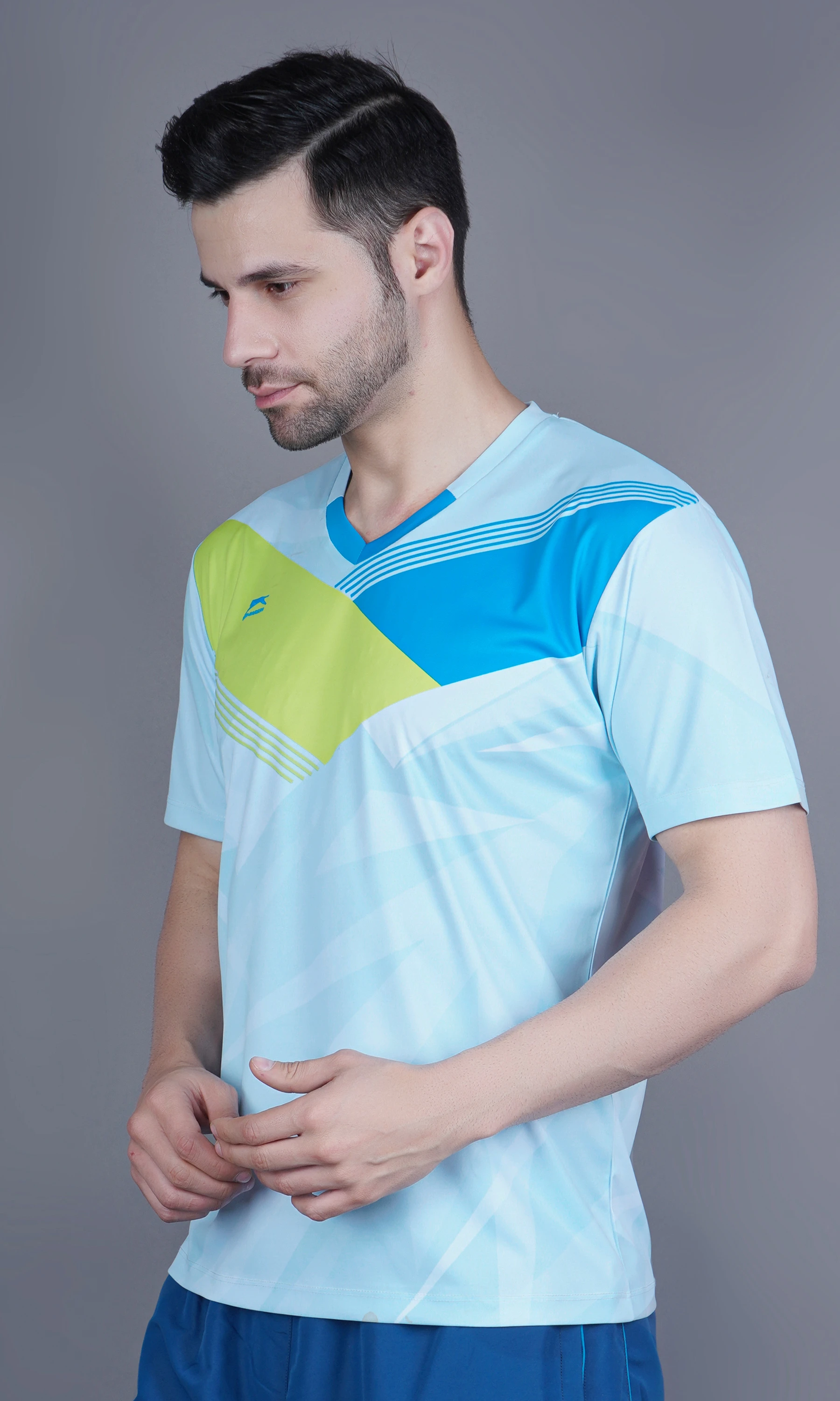 v neck t shirt blue