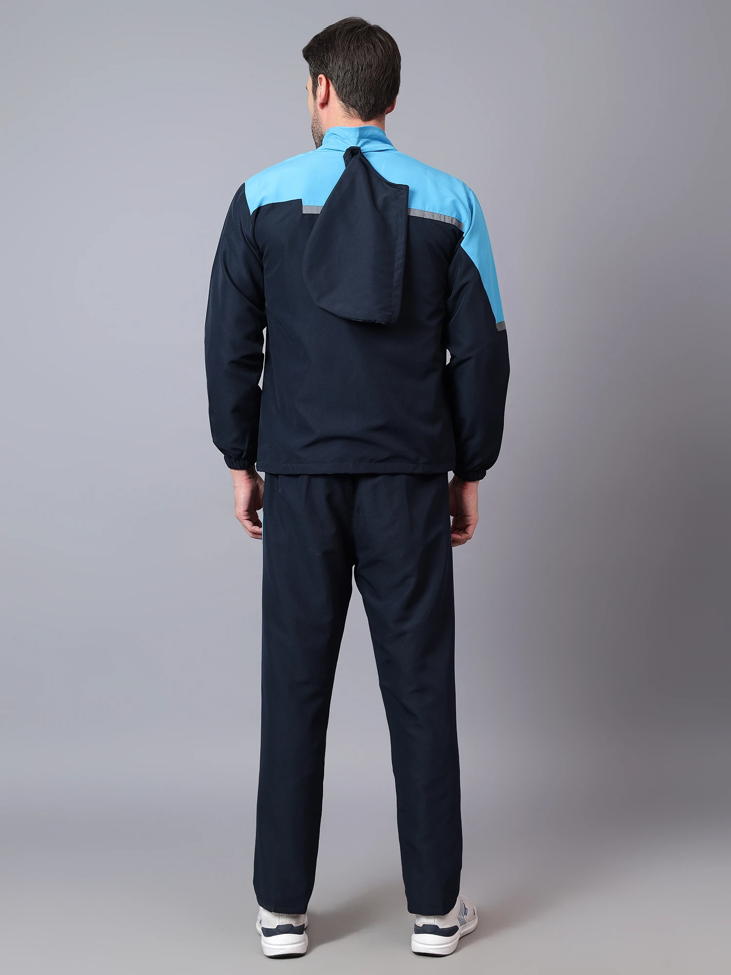 Men's navy & cyan blue active tracksuit set