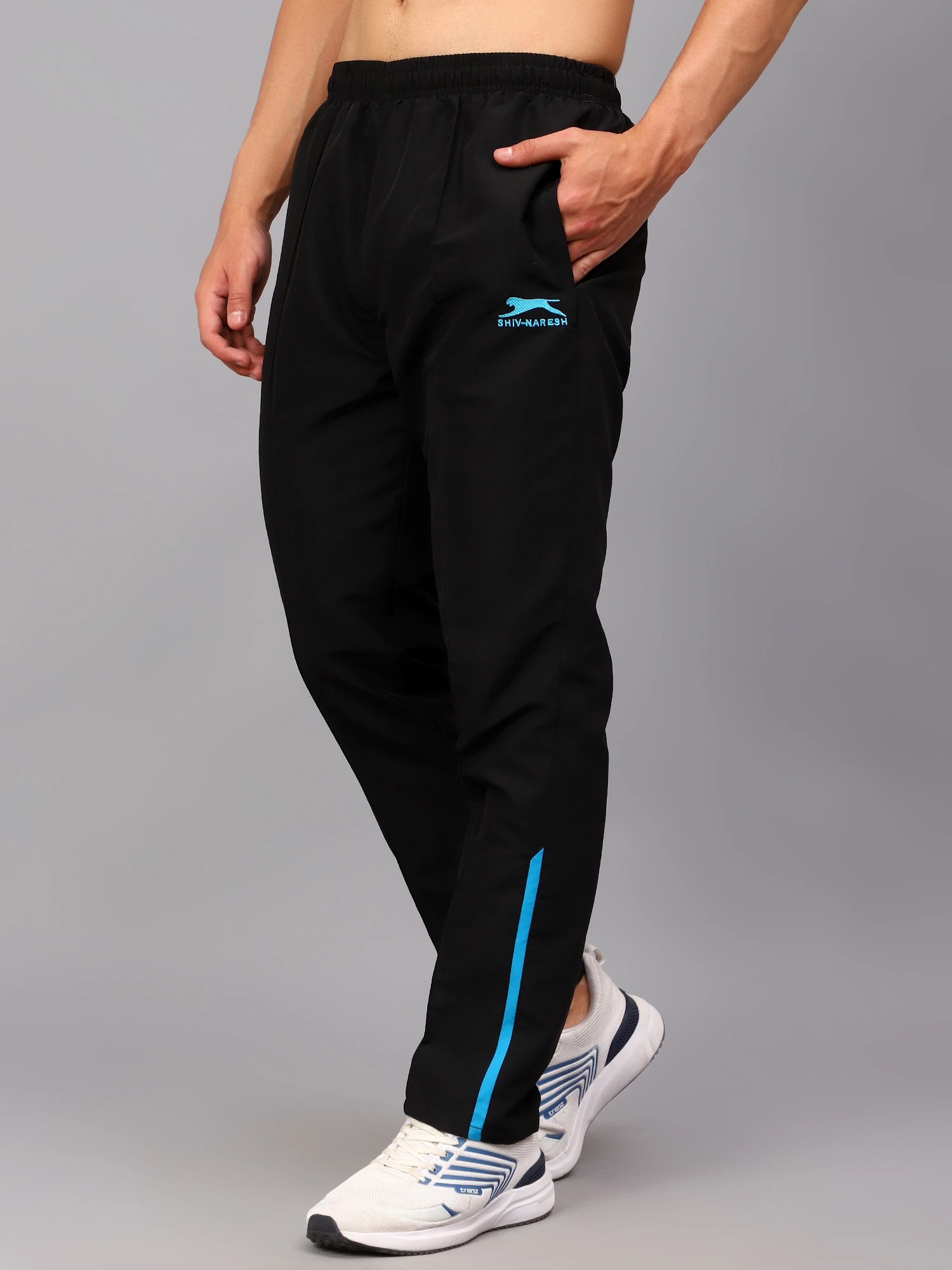Shiv Naresh Classic Trackpant Black Cyan for Men