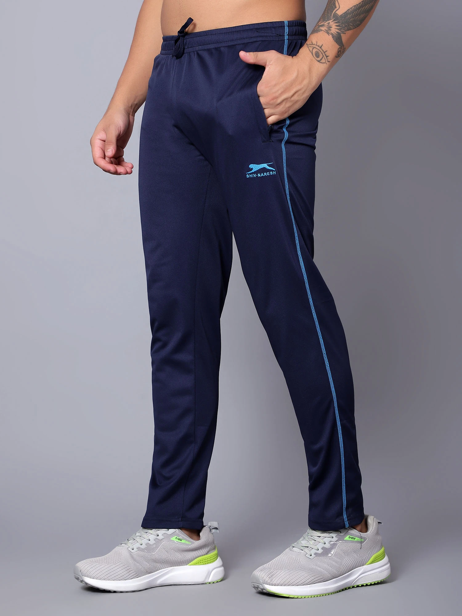 Navy Blue Cyan Active Track Pants for men Shiv Naresh