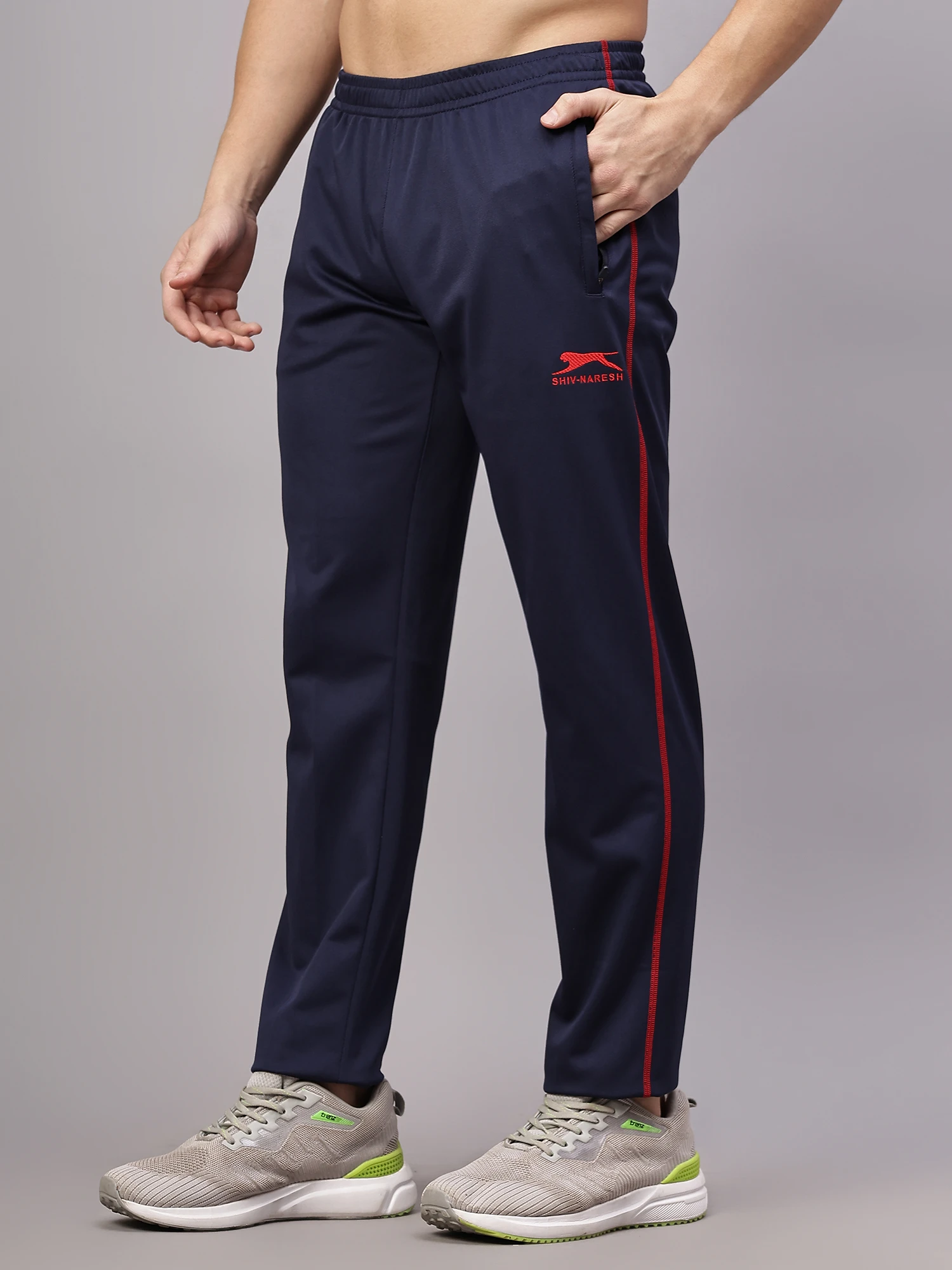 Navy Blue Red Active Track Pants for men Shiv Naresh