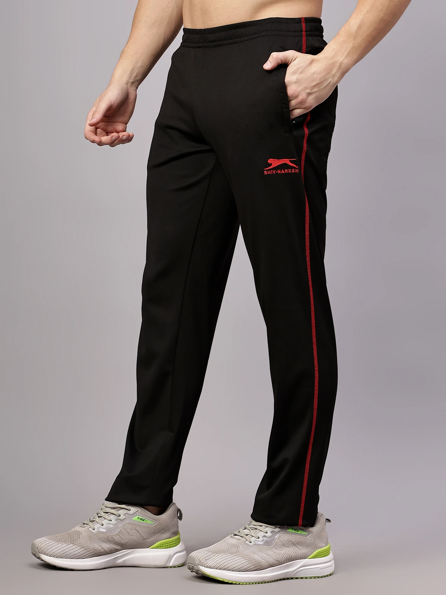 Black Red Active Track Pants for men Shiv Naresh