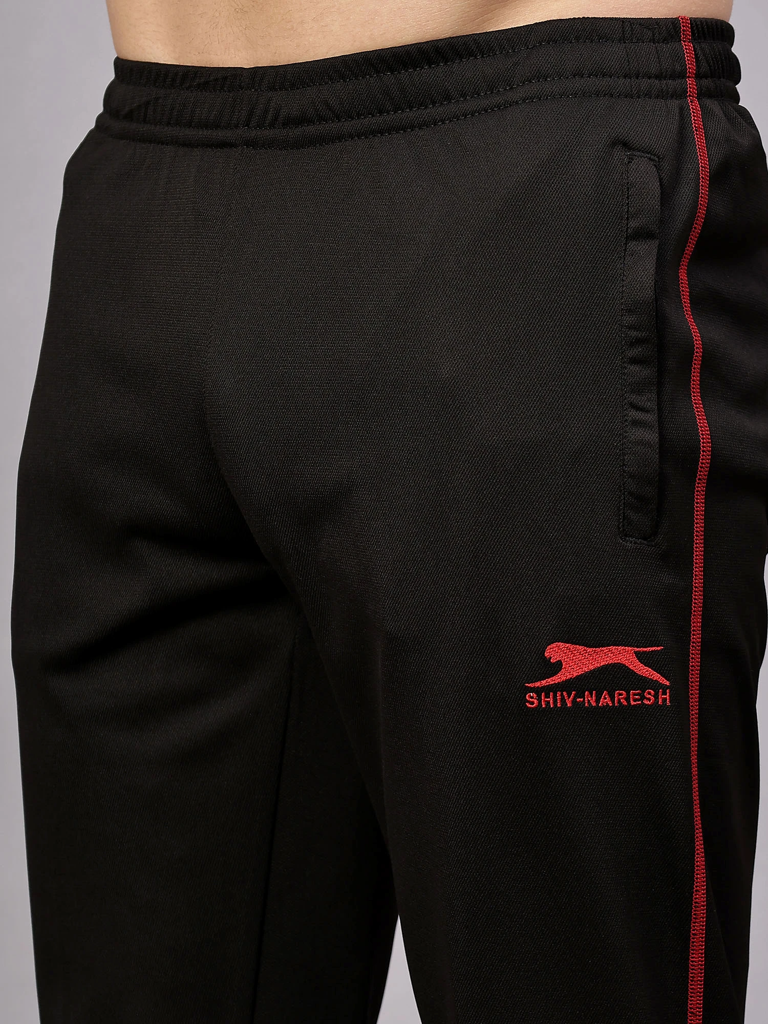 Black Red Active Track Pants for men Shiv Naresh
