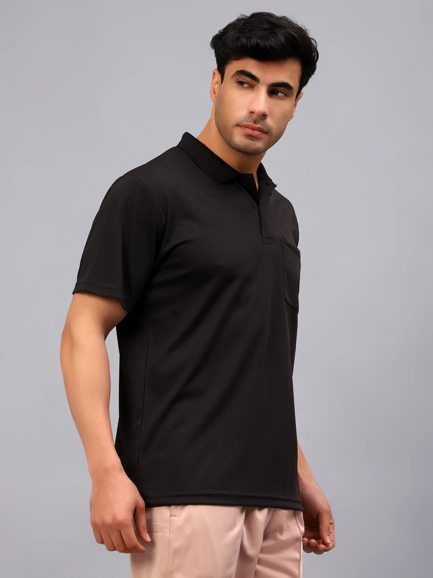 Black Polo T-Shirt for Men Regular Fit Casual Sportswear India